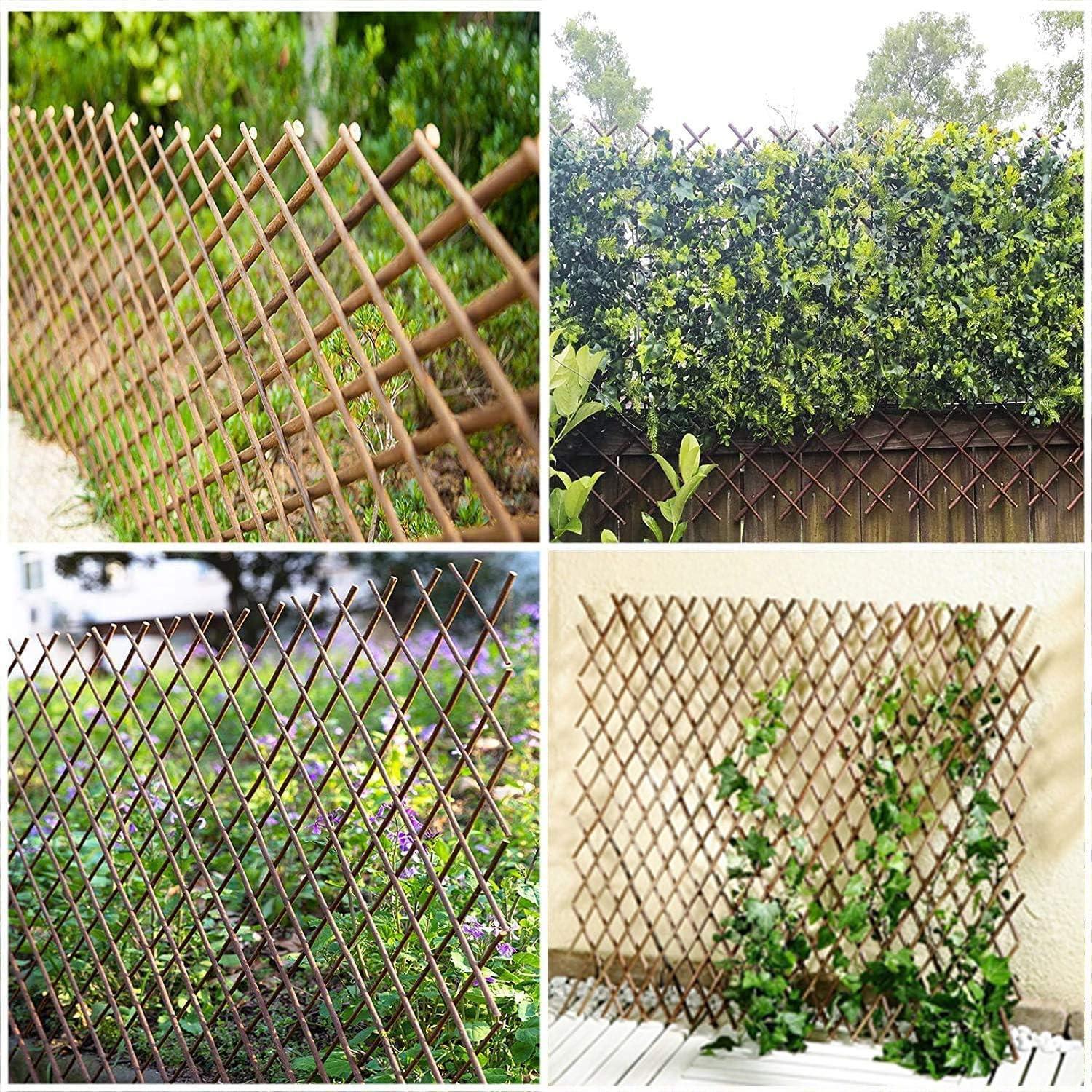 Sumery Nature Willow Trellis Expandable Plant Support Plant Climbing Lattices Trellis Willow Expandable Trellis Fence for Climbing Plants Support
