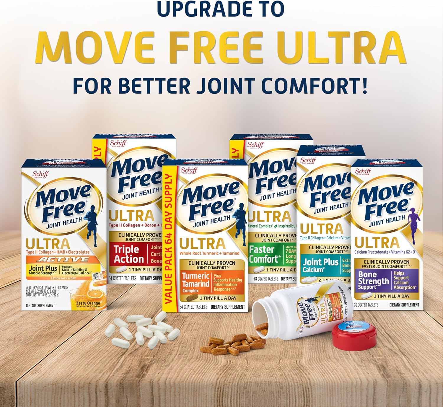 Move Free Advanced Glucosamine Chondroitin + Calcium Fructoborate Joint Support Supplement