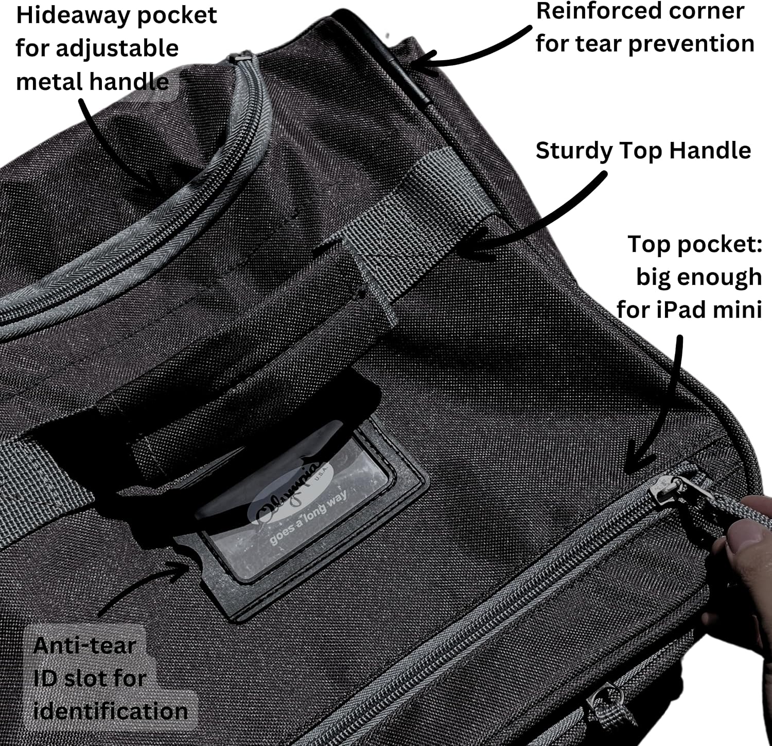 Olympia U.S.A. 33 inch Jumbo Size 8 Pockets Wheeled Rolling Duffel Bag Water Resistant Luggage Lightweight Travel Suitcase with Retractable Handle