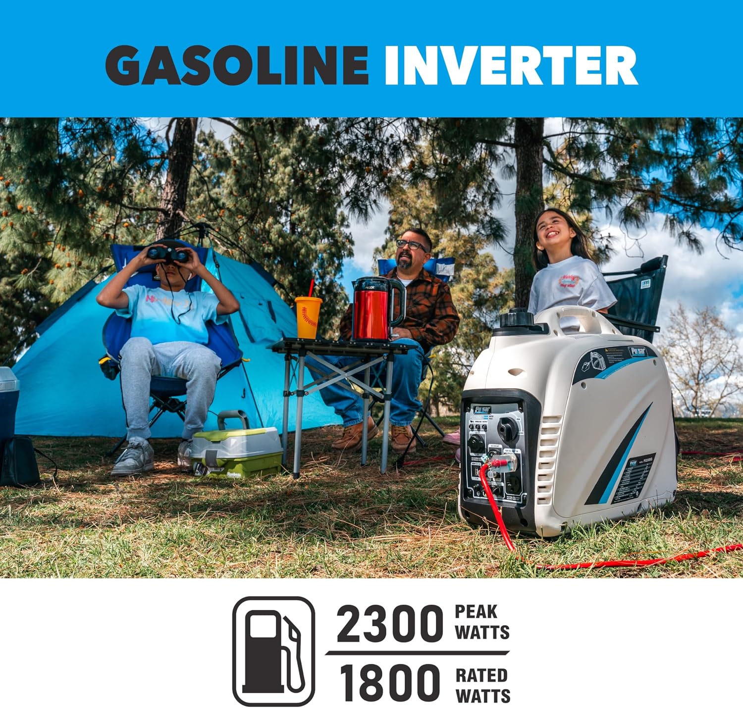 Pulsar PG2300iS 2, 300W Portable Super Quiet Gas-Powered Inverter Generator with USB Outlet & Parallel Capability, CARB Compliant | 1800 running watts