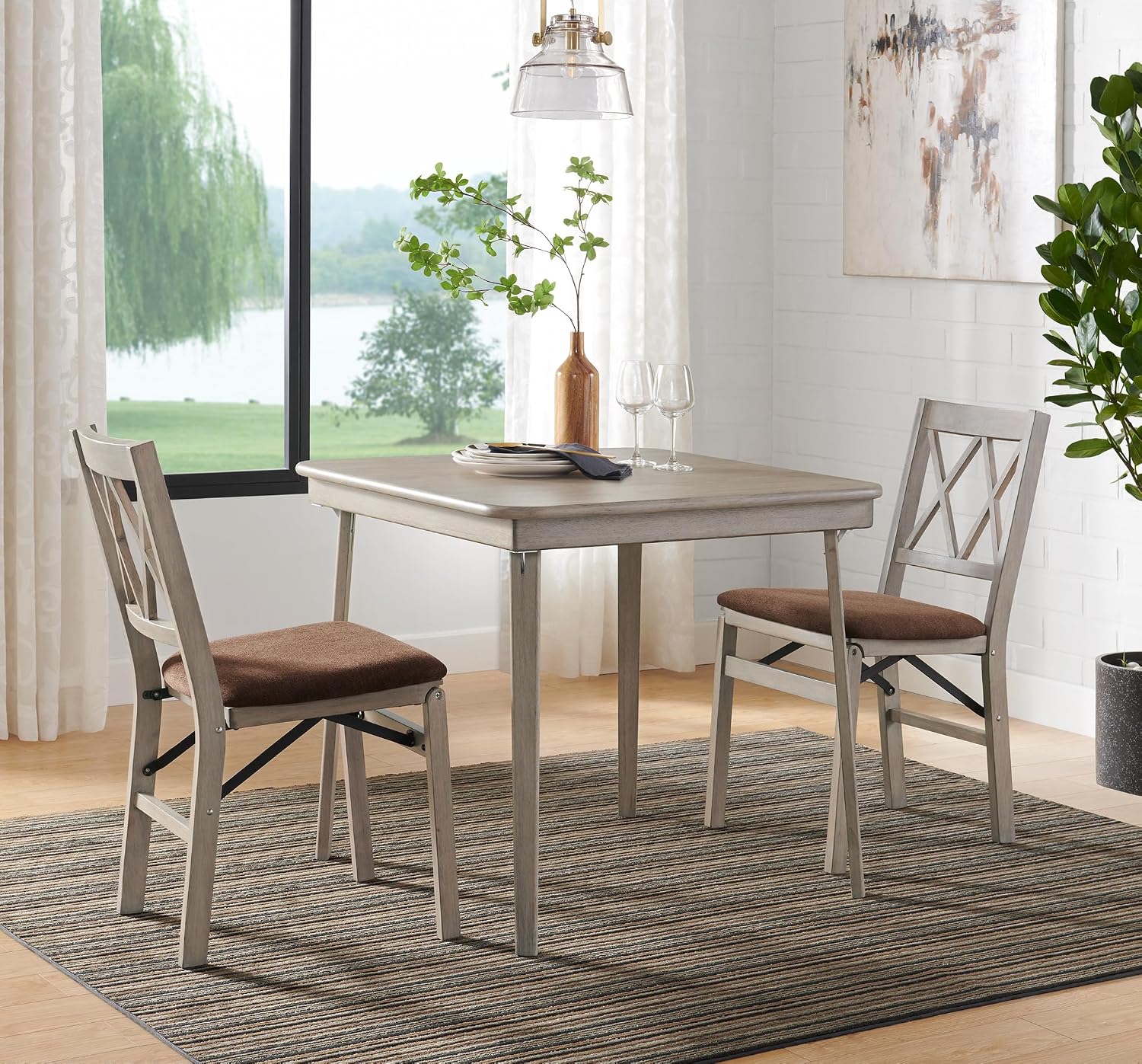 Stakmore Classic Straight Edge Square Wood Folding Table, 32x32, Oak | Foldable Card Table, Wooden Tabletop Furniture for Cards, Board Games & Dining