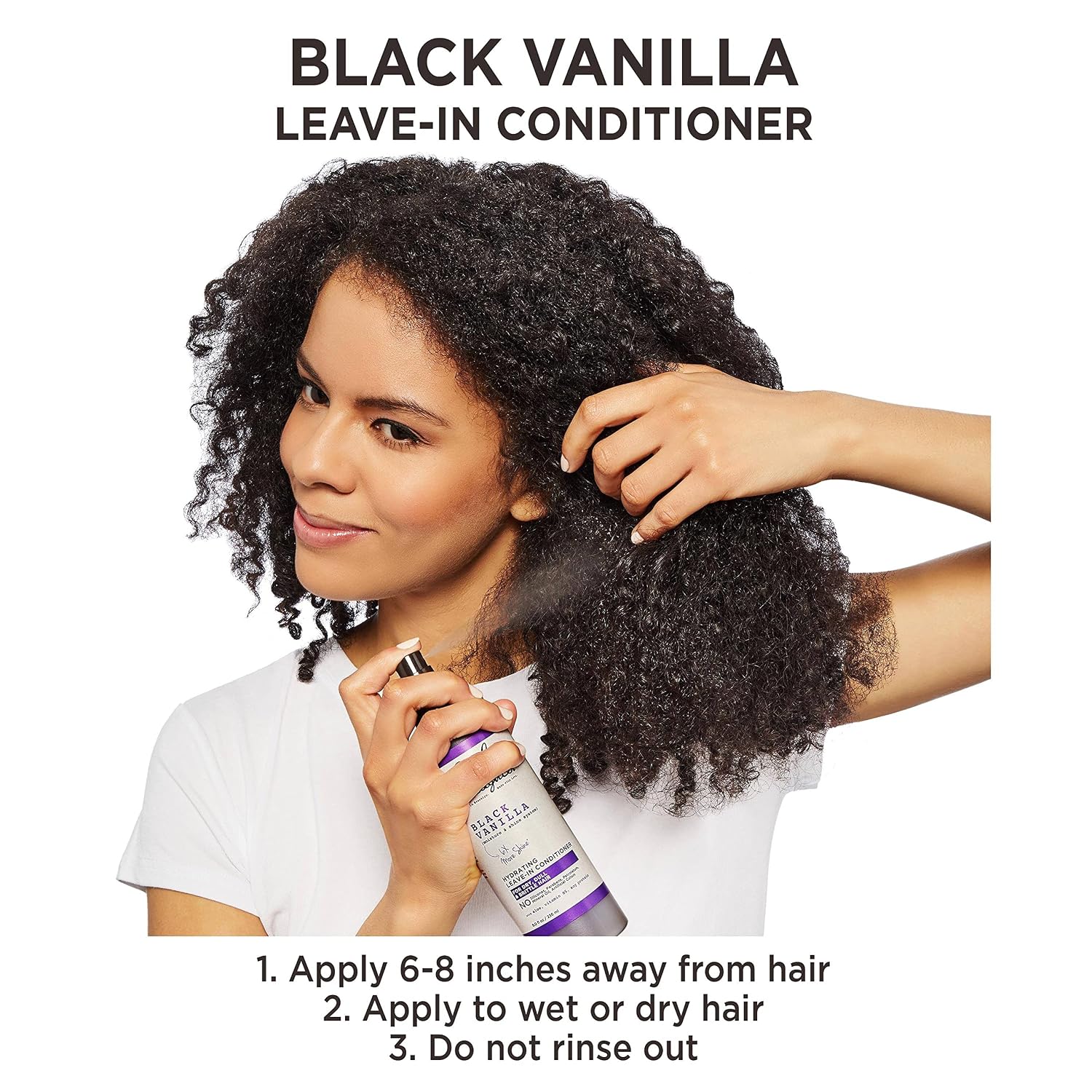 Carol's Daughter Black Vanilla Leave In Conditioner for Curly, Wavy or Natural Hair, Moisturizing Hair Care for Dry, Dull or Brittle Split Ends, 8 Fl Oz