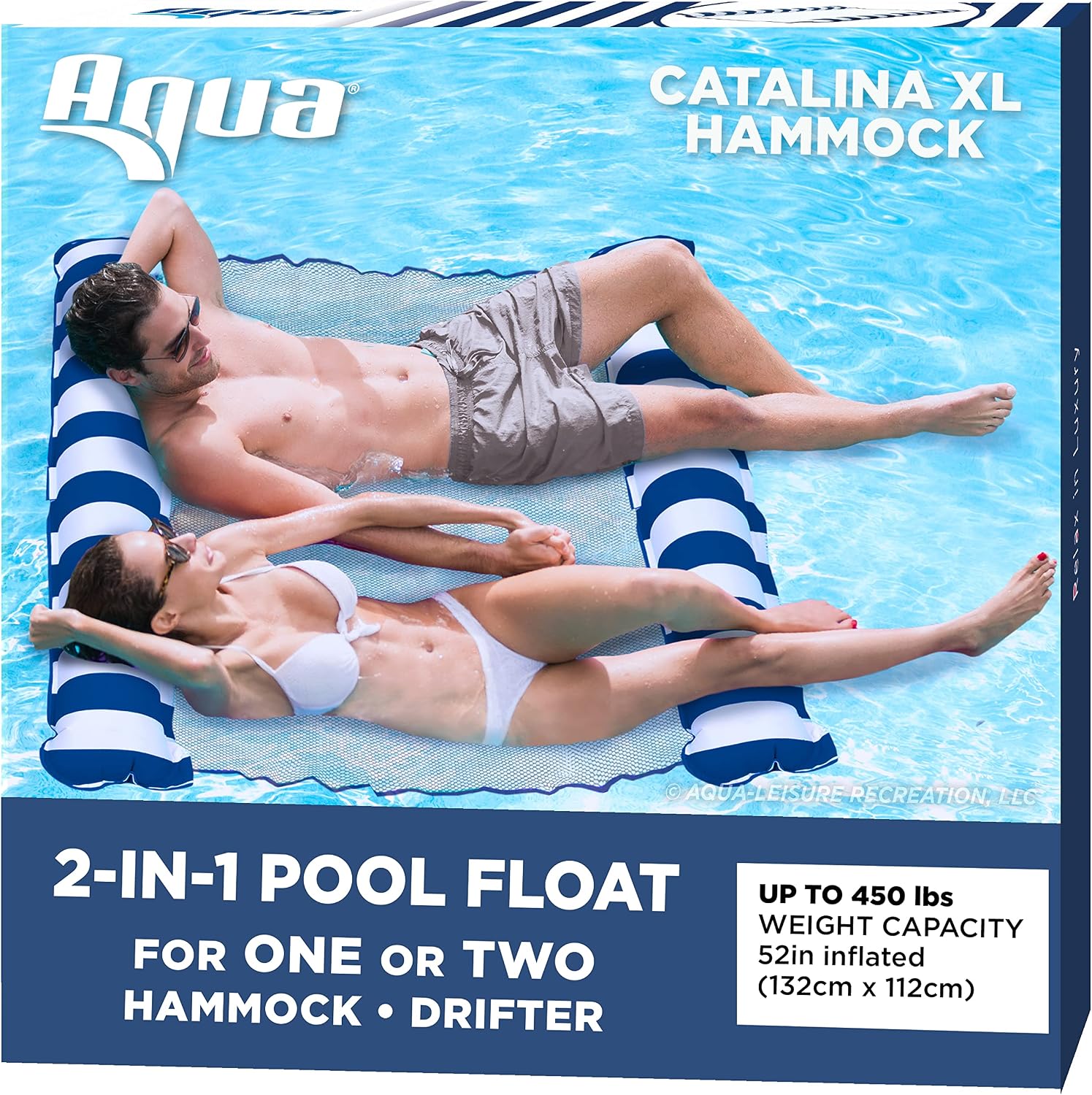 Aqua 4-in-1 Monterey Hammock Pool Float & Water Hammocks – 2-3-4 Multipacks – Multiple Colors/Styles – for Adults and Kids Floating