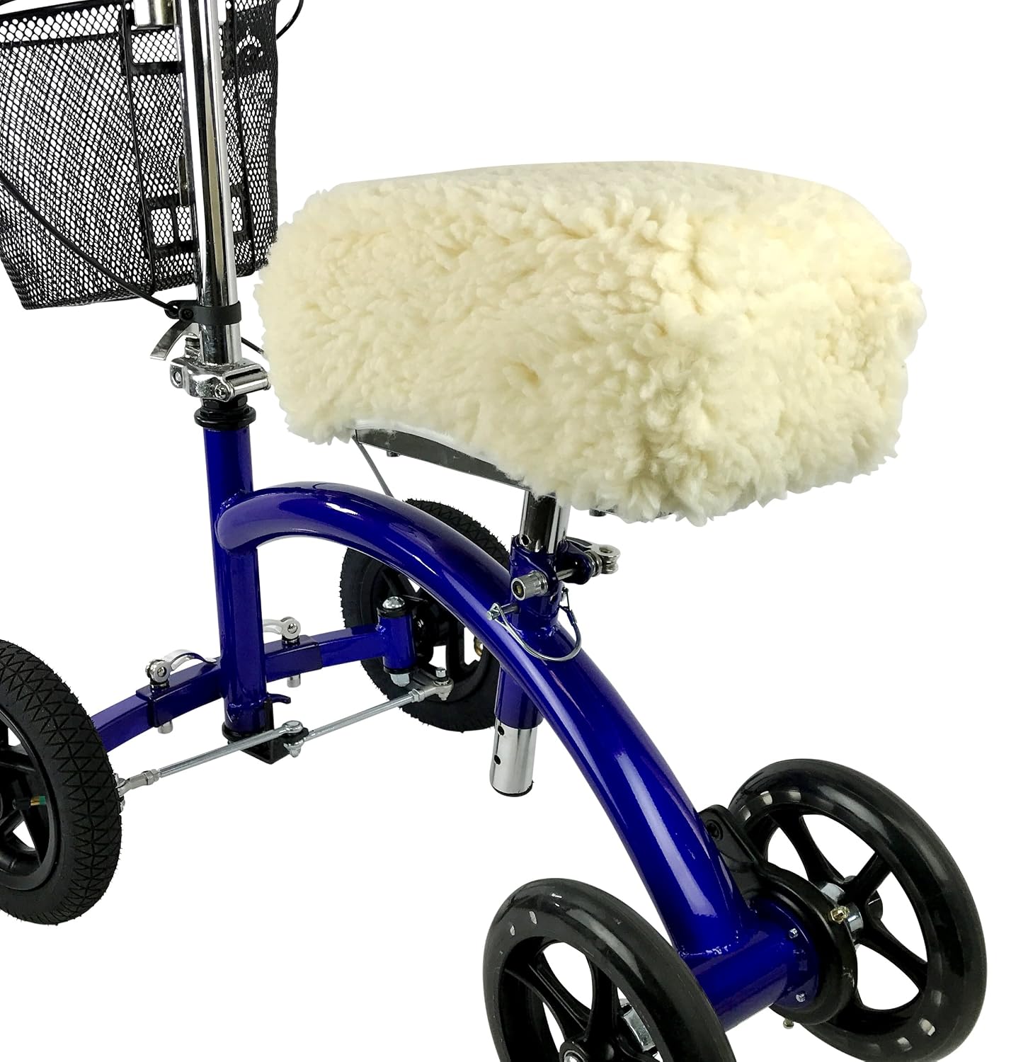KneeRover Deluxe Plush Synthetic Sheepskin Knee Scooter Pad Cover Cushion | Knee Rover Pad Accessory, Thick Comfortable Foam Padding, Fits Most Models