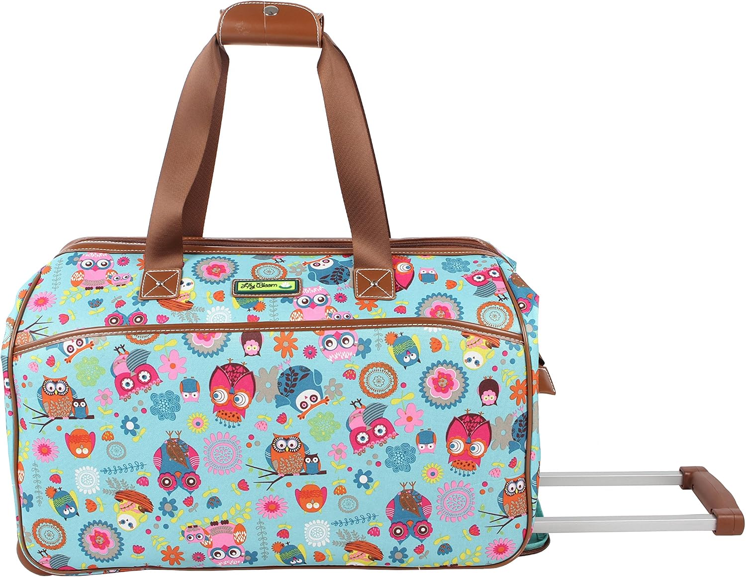 Lily Bloom Pattern 22 Inch Duffel Bag with 2-Rolling Wheels, Weekender Overnight Travel Lightweight Carry-On Suitcase For Women