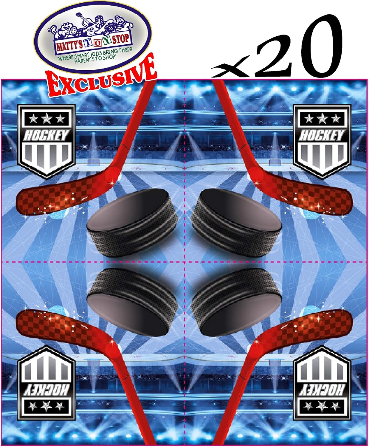Deluxe Hockey Theme Party Supplies Set for 20 People, Includes 20 Large Plates, 20 Small Plates, 20 Napkins