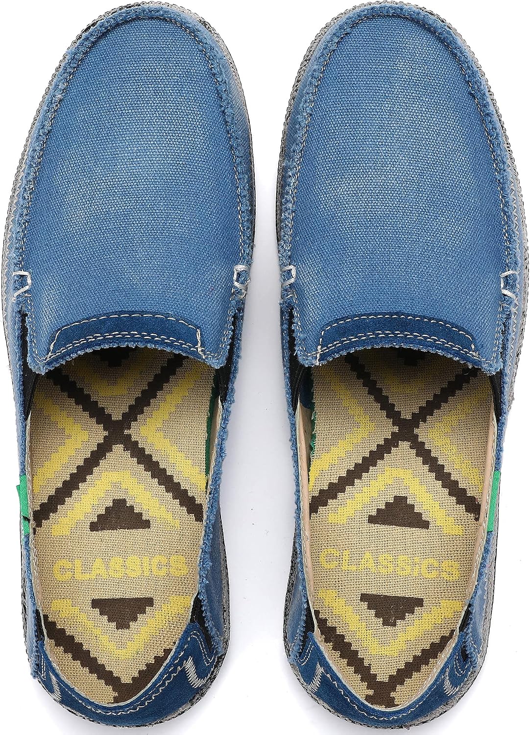 VILOCY Mens Slip on Deck Shoes Casual Canvas Loafers Beach Boat Shoes Zero Drop Vintage Flat