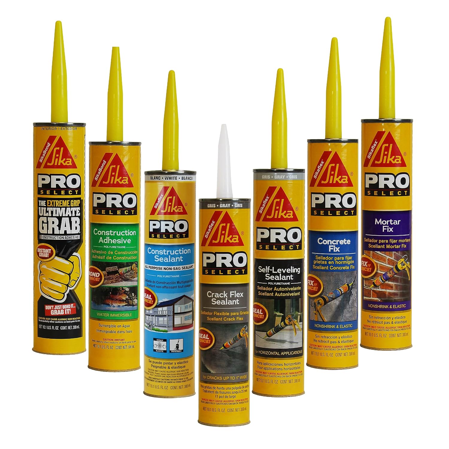 SIKA Sikaflex Construction Sealant - White, All-Purpose Polyurethane for Joints 1/2" or Smaller - 10.1 fl. oz - Weatherproof, High Elasticity, Paintable, Strong Adhesion