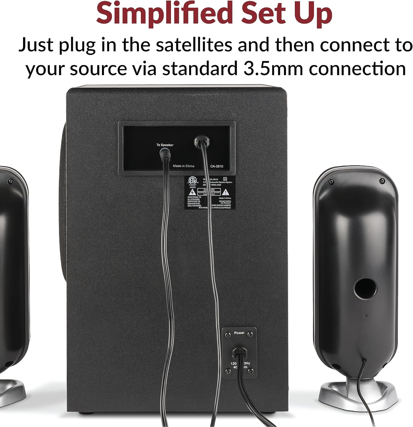 Cyber Acoustics CA-3610 2.1 Multimedia Speaker System with Subwoofer, Perfect Computer Speakers for PC or Mac, Great for Music, Movies, and Gaming