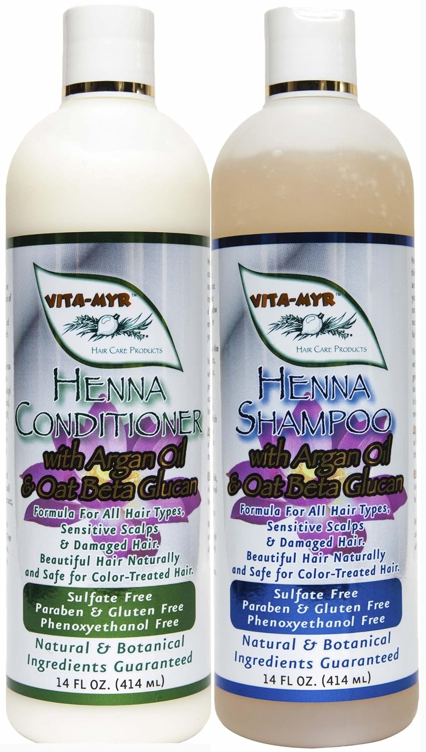 Vitamyr Henna Care Set 16 Oz Natural Shampoo & 16 Oz Natural Conditioner Vibrant Color Care & Nourishment for Gorgeous Tresses