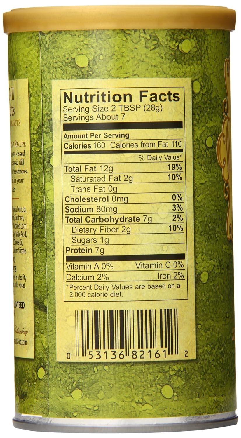 The Peanut Shop of Williamsburg Dill Pickle Flavored Peanuts, Extra Large Virginia Nuts, Gluten-Free - 9 Oz Tin