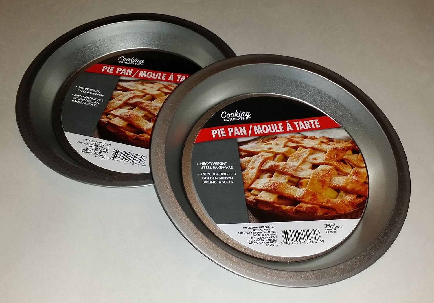 Two 9 inch Pie Pans a Heavy weight steel none stick bakeware set with even heating (Standard version)