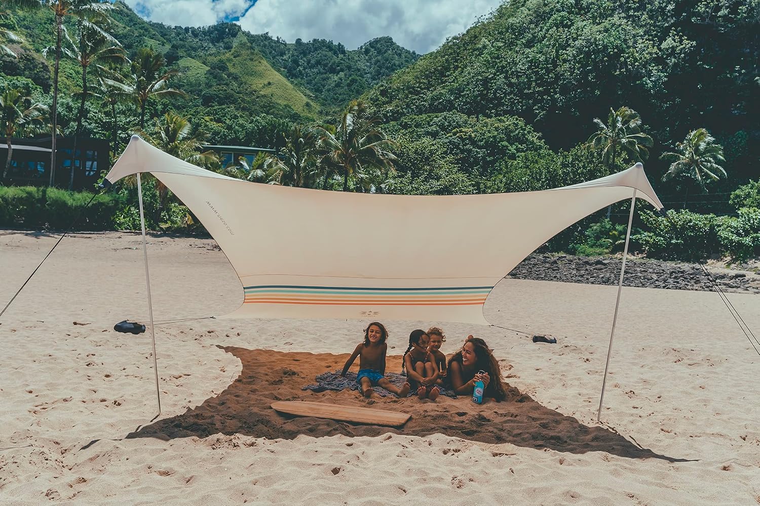 Neso Portable Beach Tent Sun Shelter with Sand Anchor - Lightweight Beach Shade Canopy - Easy Setup for Family Outings - Patented Reinforced Corners - UPF 50+ Sun Protection - 7 x 7ft - White