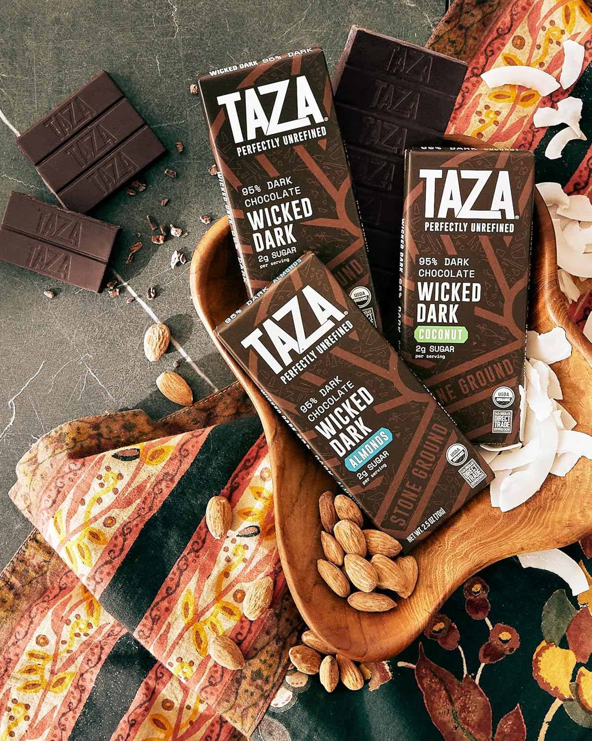 Taza Chocolate, 95% Wicked Dark Amaze Bar, 2.5 oz bars, case of 10