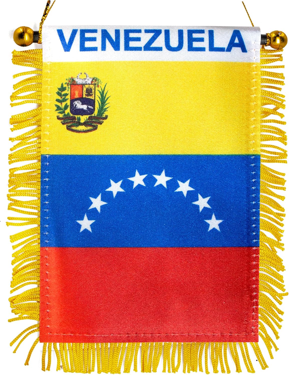 Anley 4 X 6 Inch Nicaragua Fringy Window Hanging Flag - Mini Banner & Car Rearview Mirror Décor - Fringed Nicaraguan Hanging Flag with Suction Cup