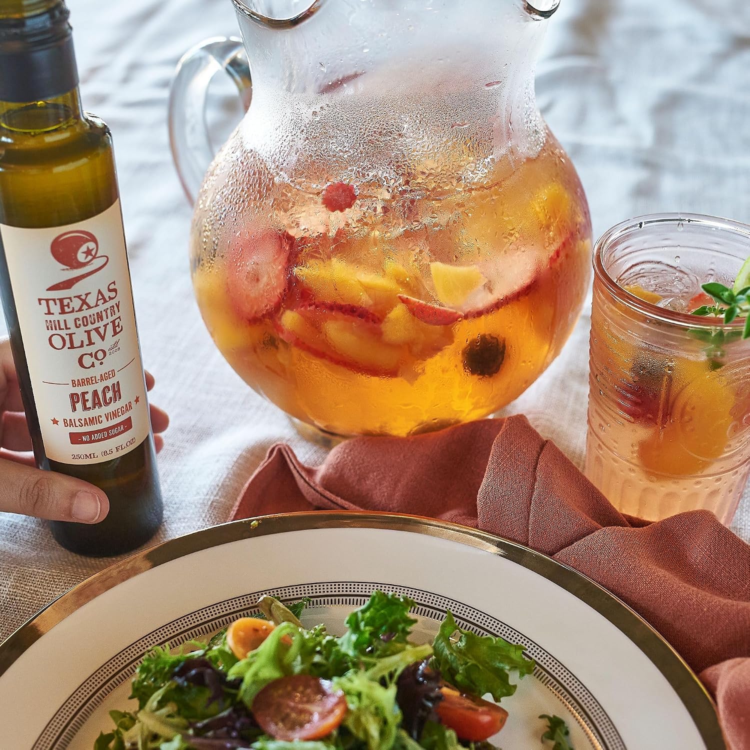 White Lemon Balsamic Vinegar - Gourmet Barrel Aged Infused Balsamic Vinegar - Great for Dressing Dipping Glazing - No Artificial Flavors or Added Sugar - Made in Texas (8.5 oz)