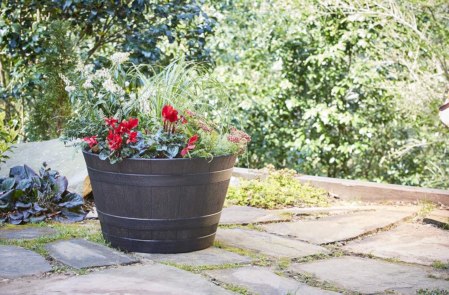 Southern Patio Whiskey Barrel Planter, Kentucky Walnut