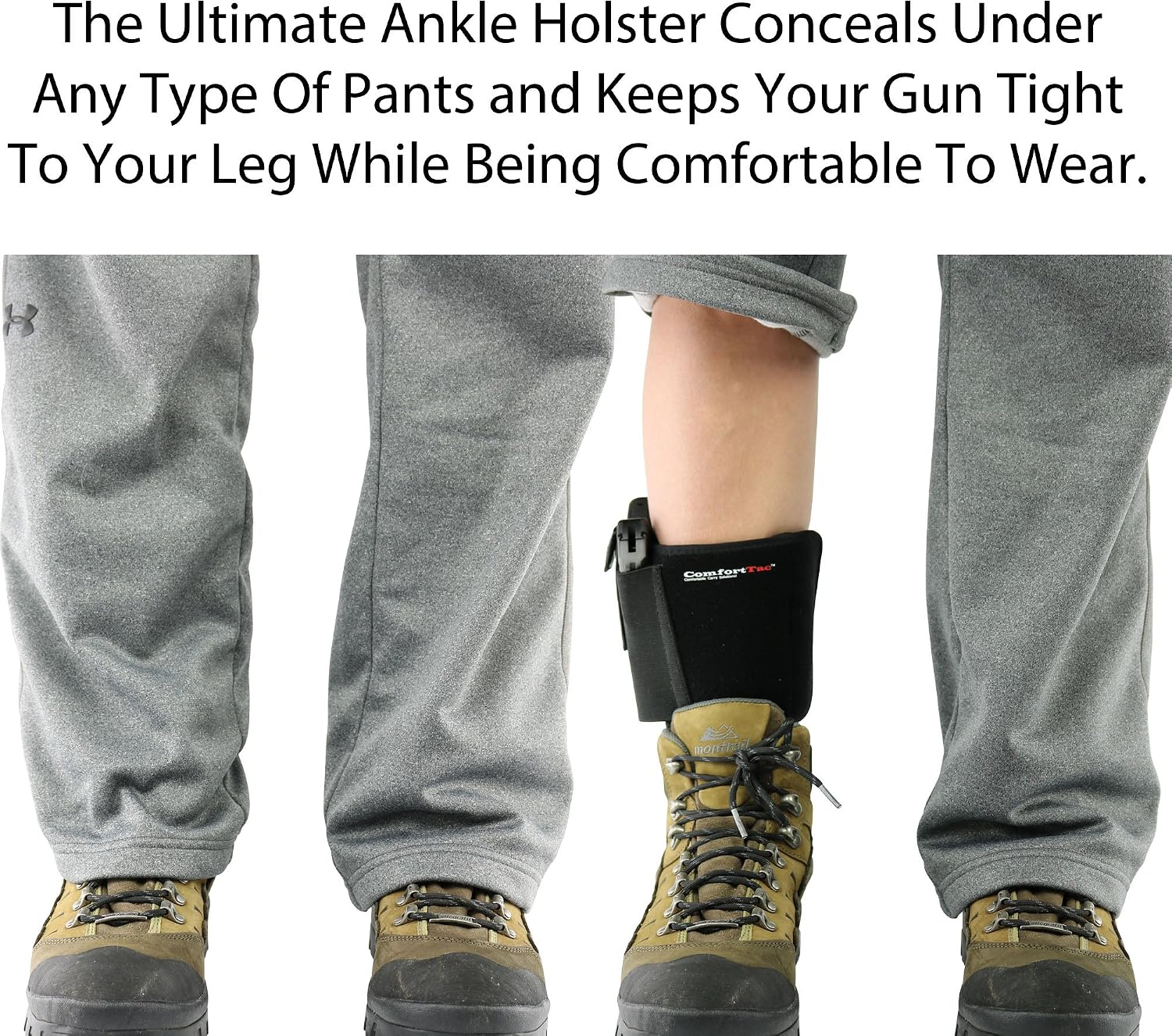 Ultimate Ankle Holster by ComfortTac, Compatible with Glock 42, 43, 36, 26, Smith and Wesson Bodyguard .380.38, Ruger LCP, LC9, Sig Sauer