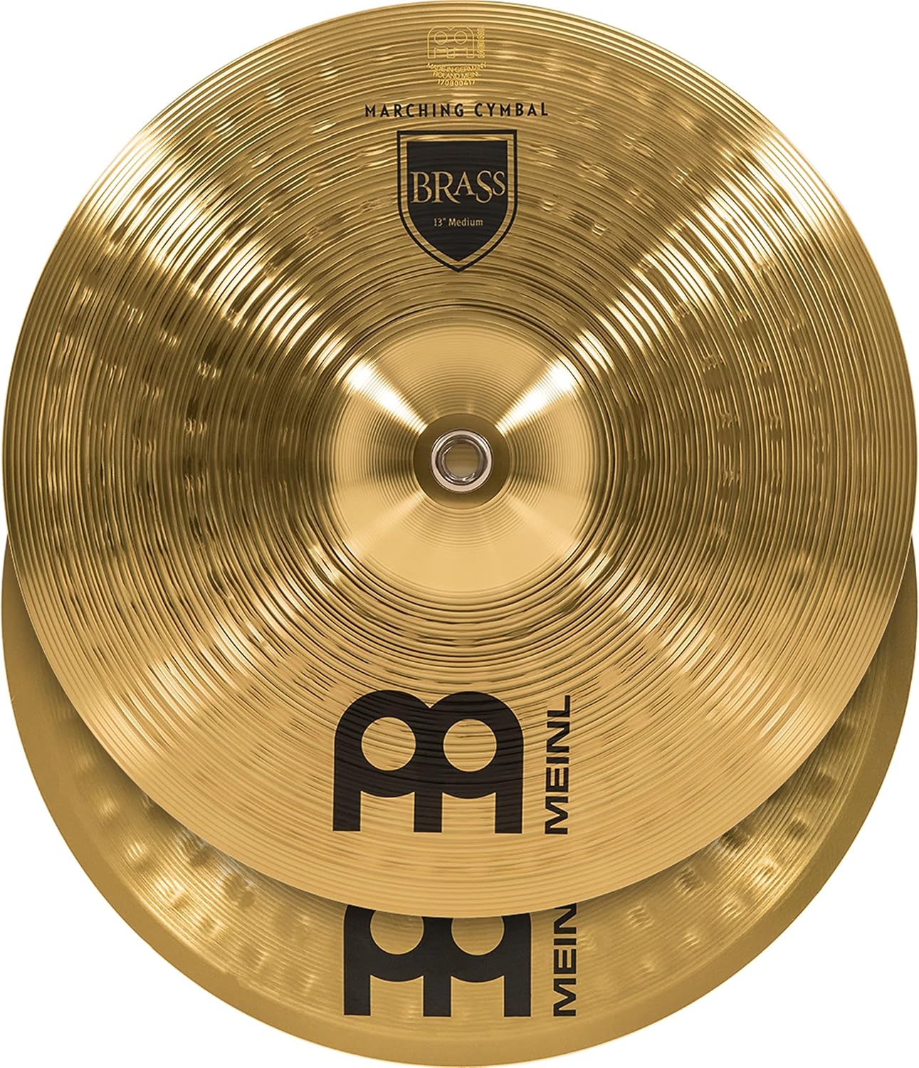 Meinl 14” Marching Cymbal Pair with Straps - Brass Alloy Traditional Finish - Made In Germany, 2-YEAR WARRANTY (MA-BR-14M)
