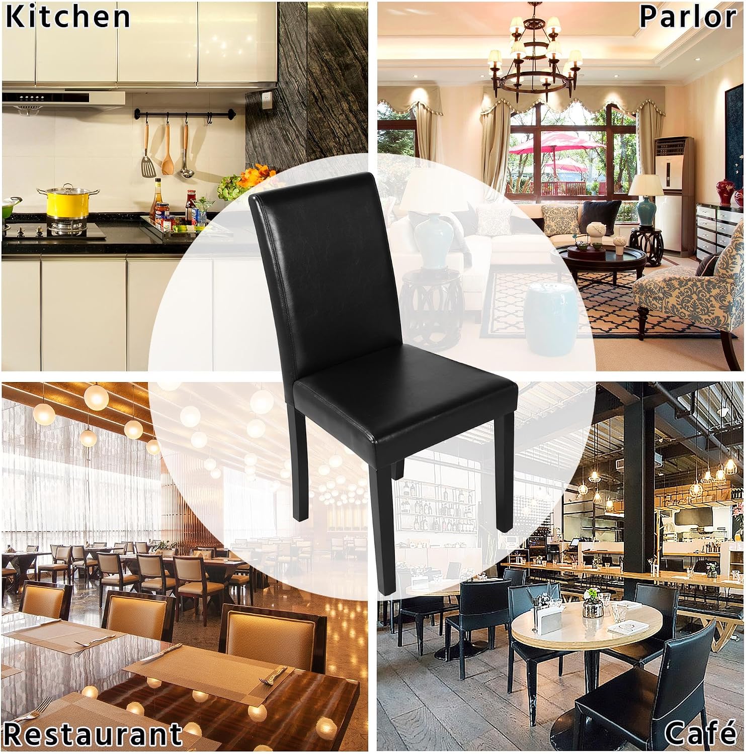 Yaheetech Dining Chairs Set of 8 Upholstered Kitchen Chairs Dark Brown