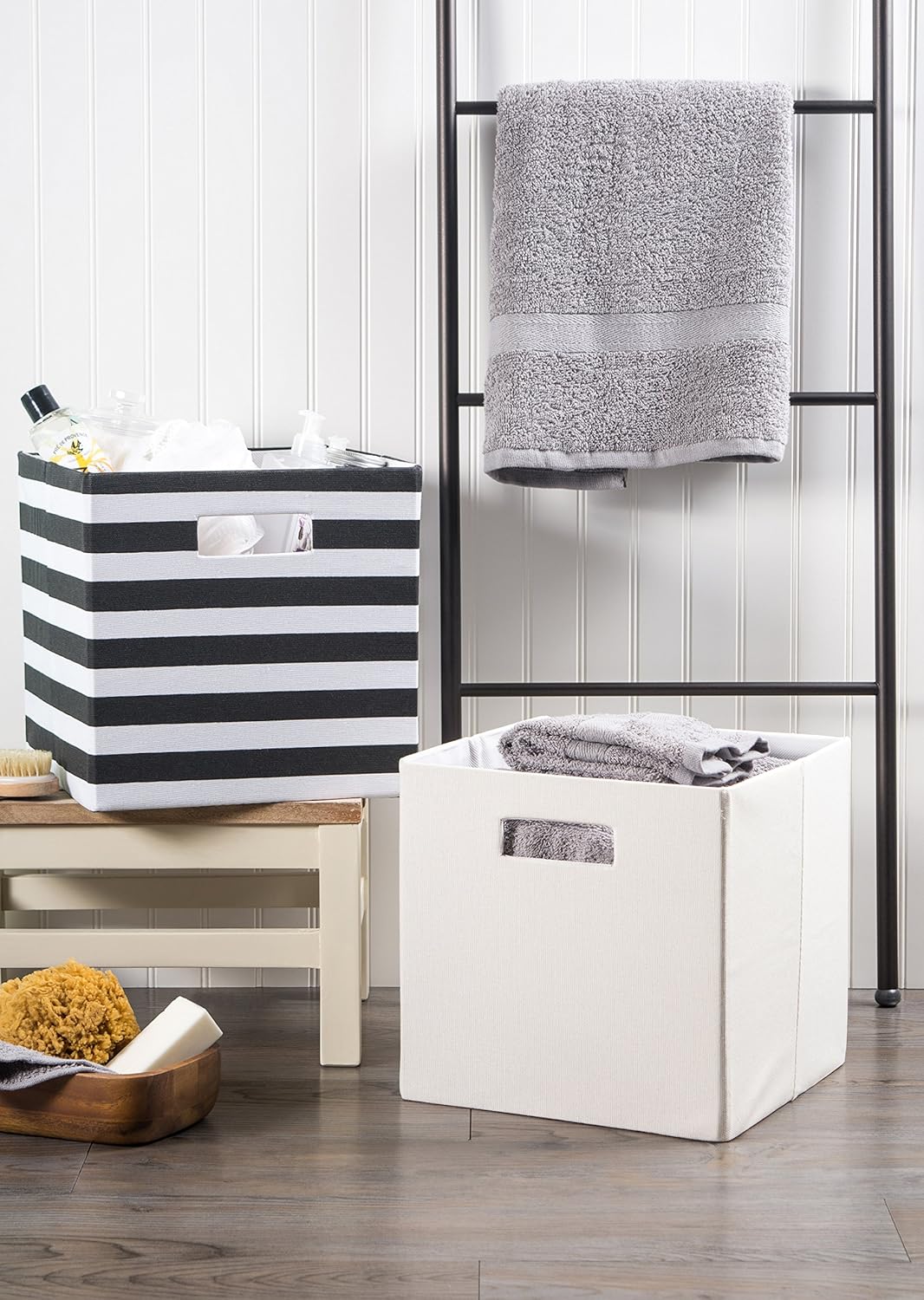 DII Polyester Cube Storage Collection Collapsible Hard Sided Bin, 13x13x13, Black