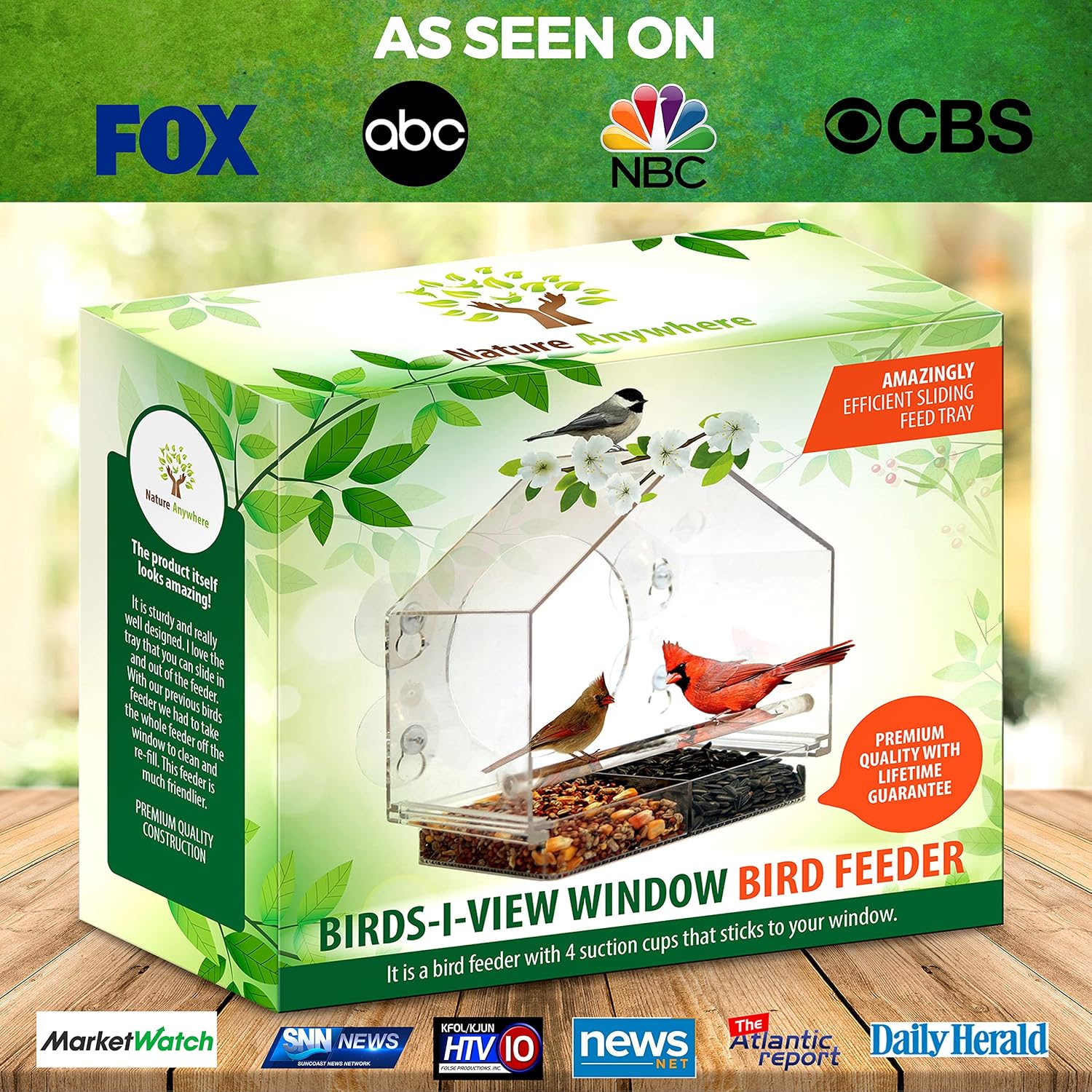 Window Hummingbird Feeder, Suction Cup, Hummingbird Feeders for Outdoors | leak proof with sealing gasket included, bee and wasp proof flowers