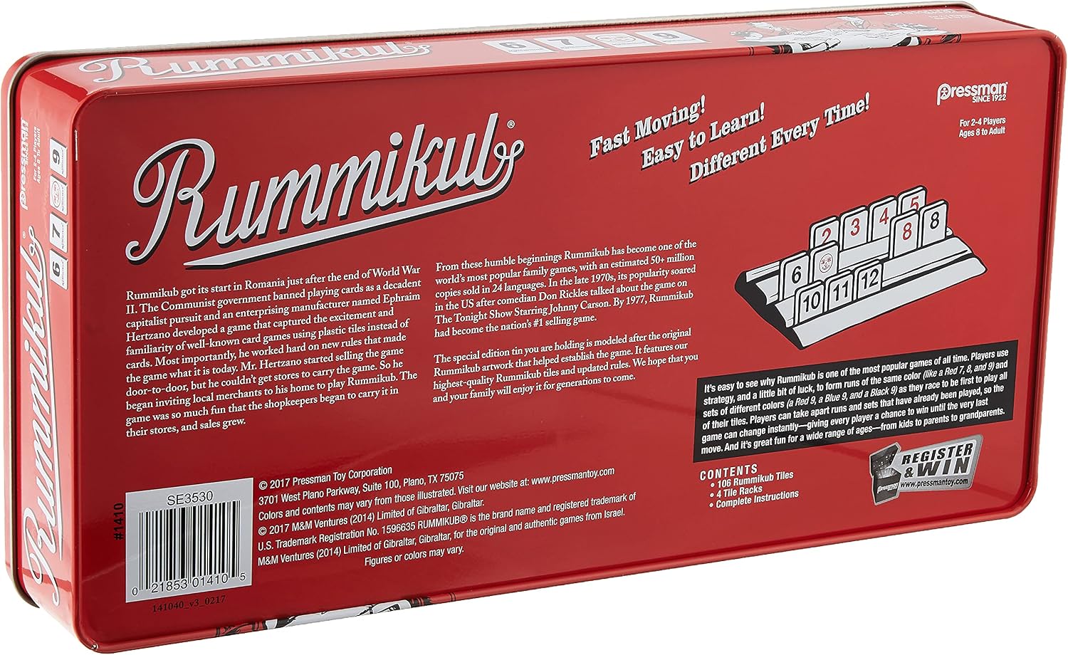 Pressman Rummikub Game in Retro Tin, Red
