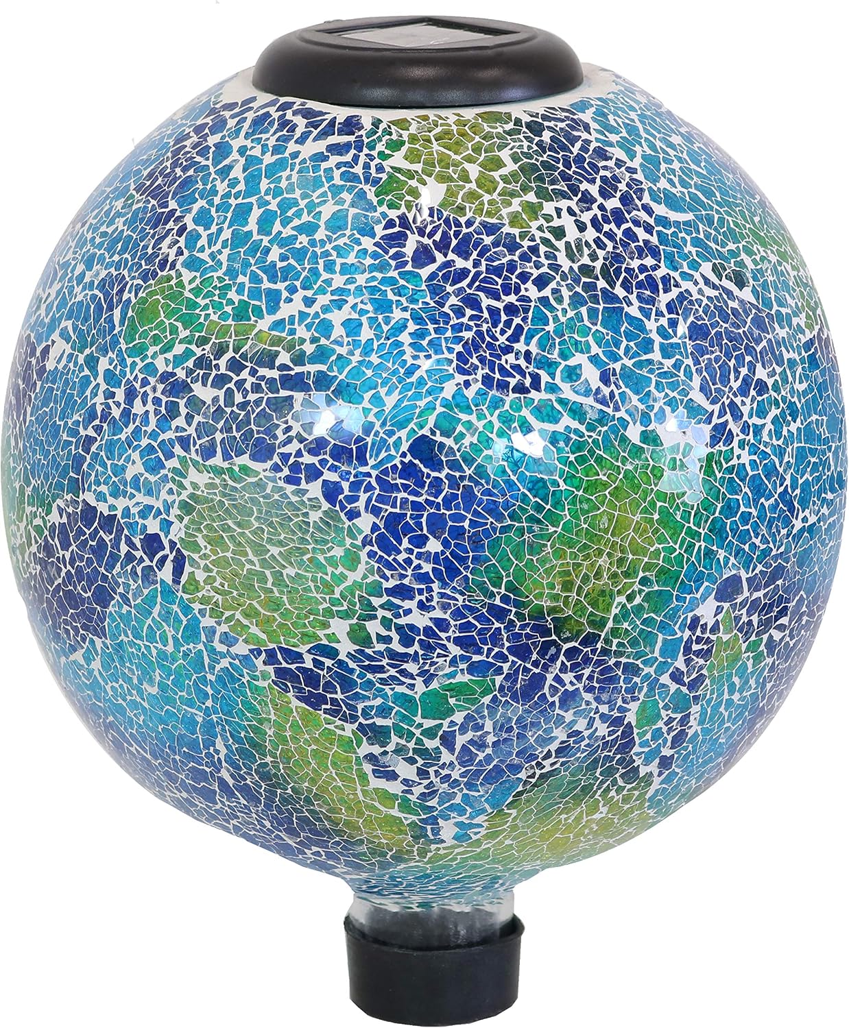 Sunnydaze Solar Gazing Ball for Garden, Mosaic Cool Blooms