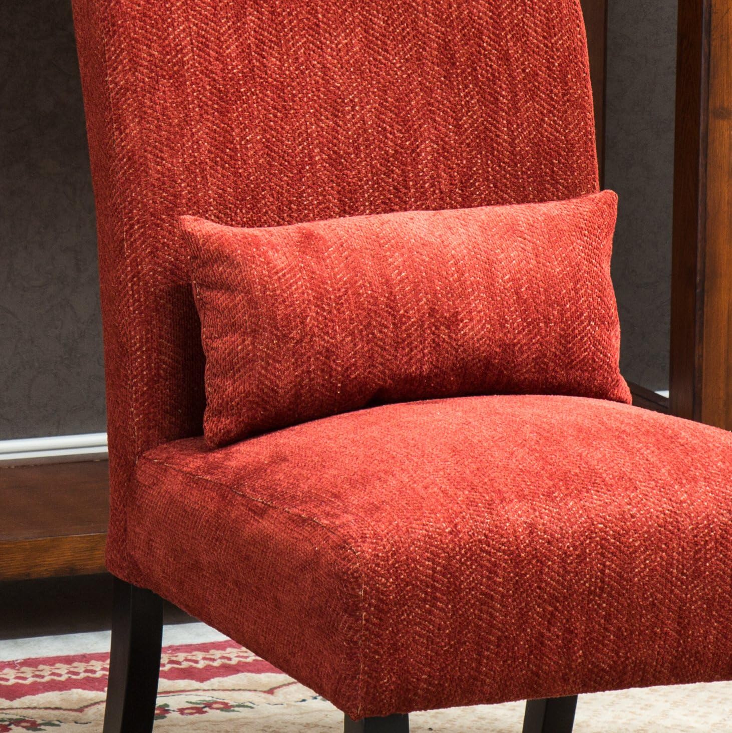 Roundhill Furniture Pisano Teal Blue Fabric Armless Contemporary Accent Chair with Kidney Pillow