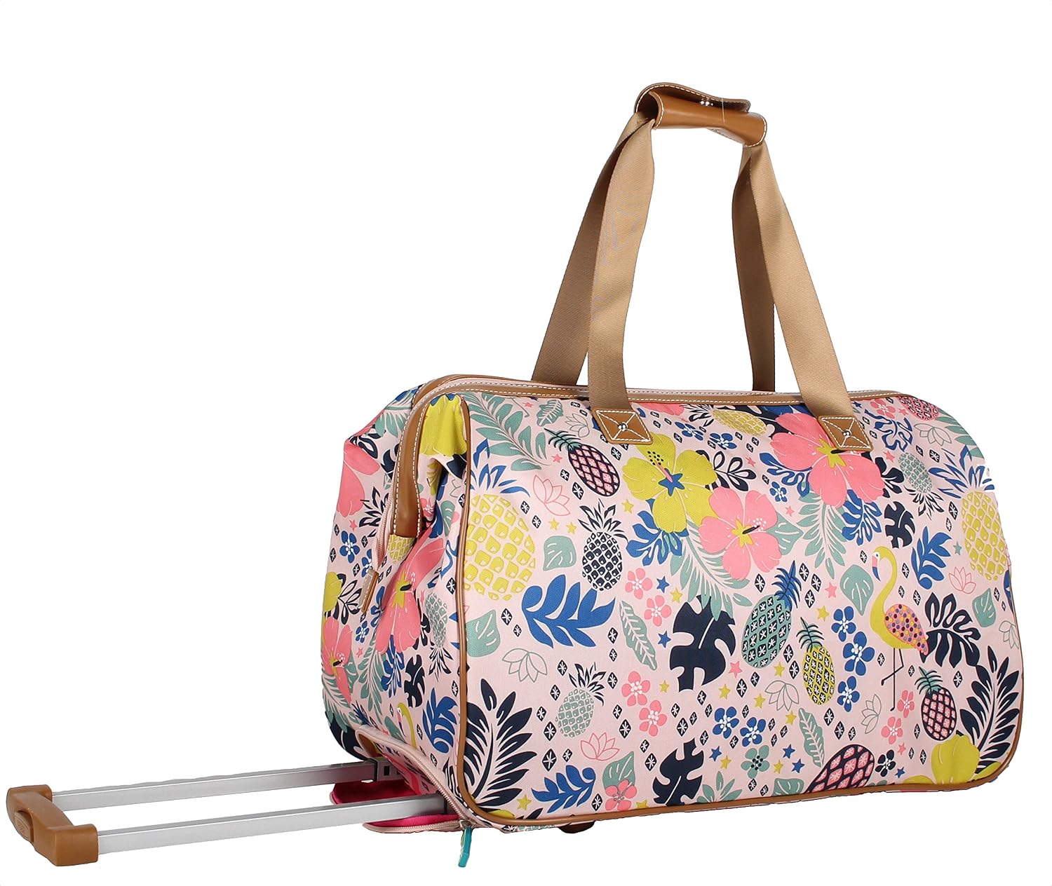 Lily Bloom Pattern 22 Inch Duffel Bag with 2-Rolling Wheels, Weekender Overnight Travel Lightweight Carry-On Suitcase For Women