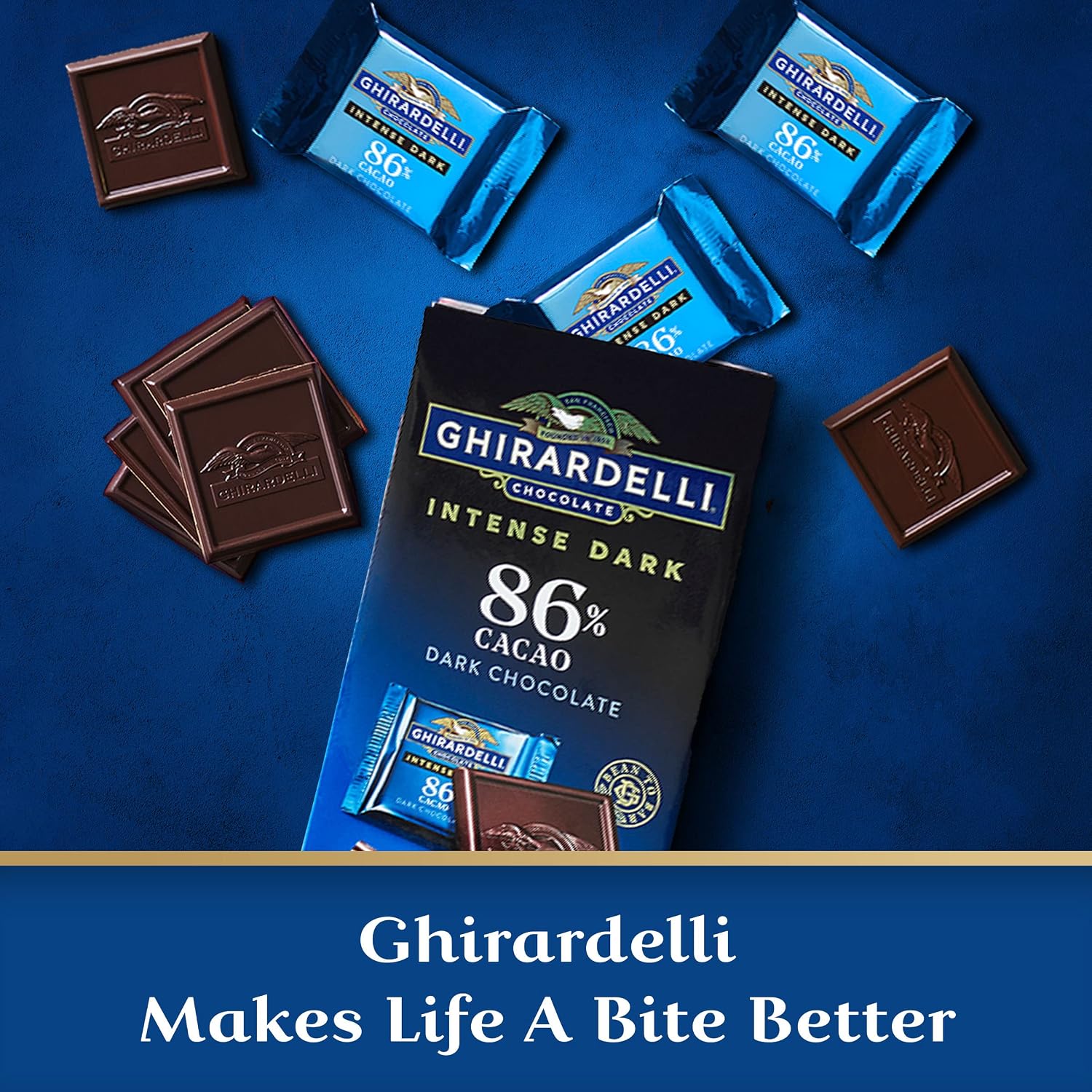 GHIRARDELLI PREMIUM DARK Chocolate Bar, 86% Cacao, 3.17oz Bar, 12 Pack