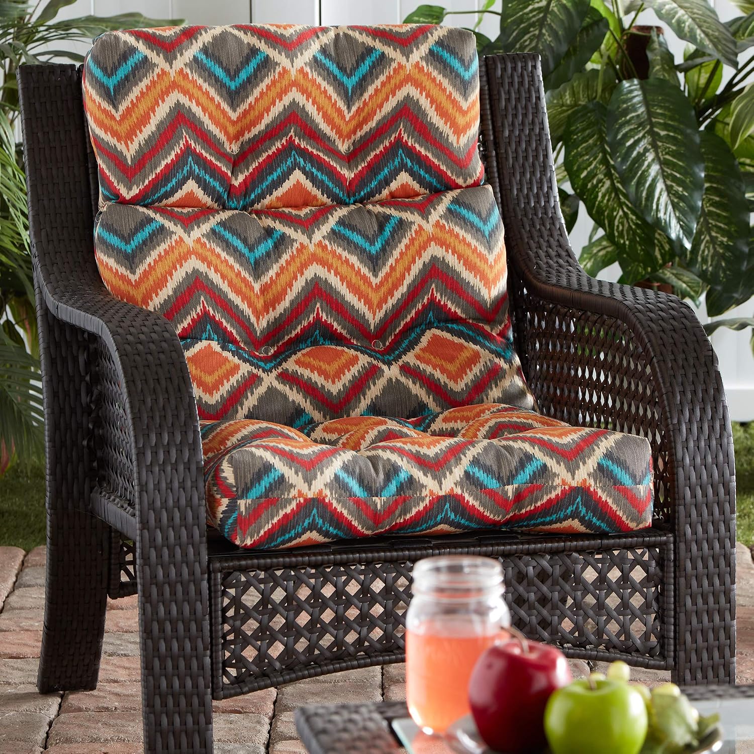 Greendale Home Fashions Outdoor 44x22-inch High Back Chair Cushions (Set of 2), Cement