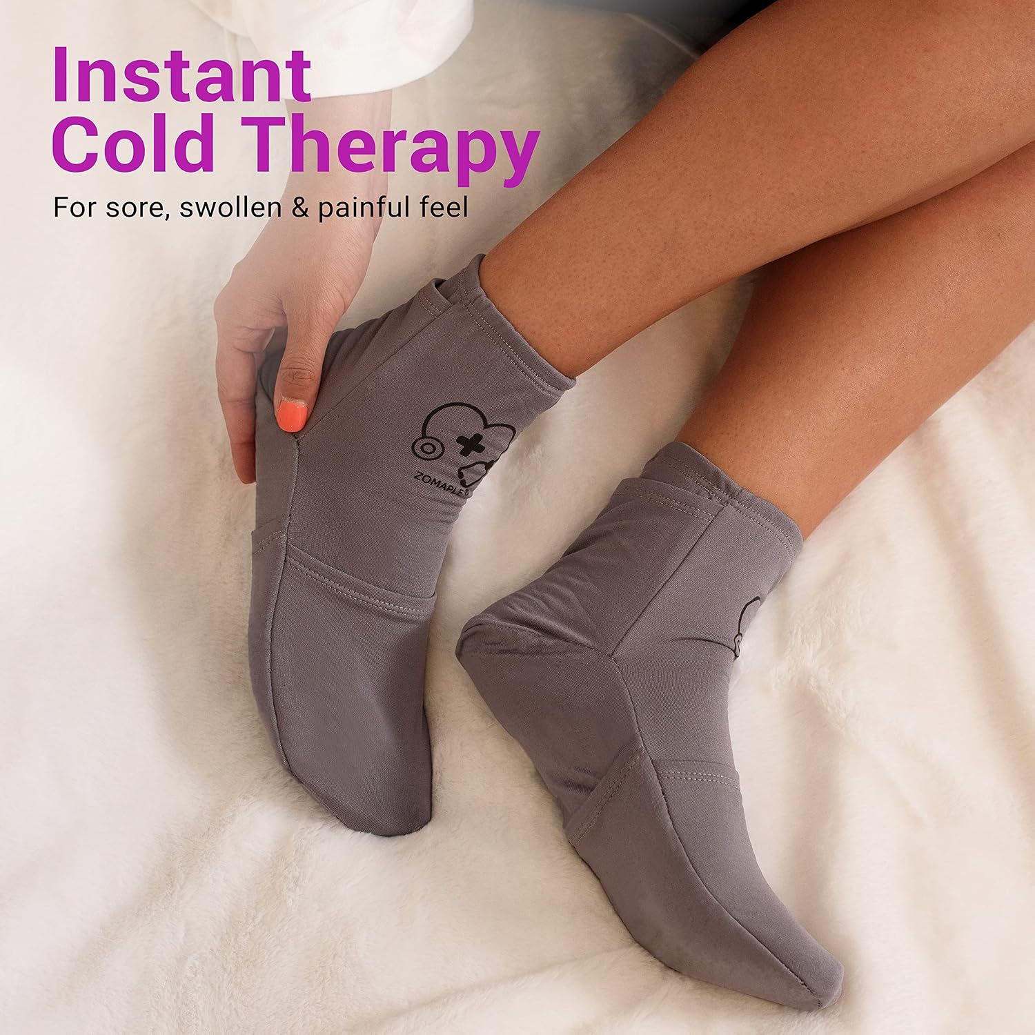 Zomaple Cold Therapy Socks, 2 Gel Packs for Neuropathy & Hot Feet Comfort