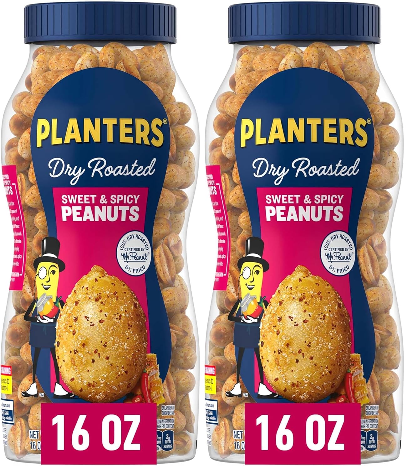 PLANTERS Salted Peanuts, Party Snacks, 16 Oz (1 Ct) | Dry Roasted Salted Peanuts. 0g Trans Fat. Resealable Jar. Snacks for Adults. Party Mix, Flavored Nuts