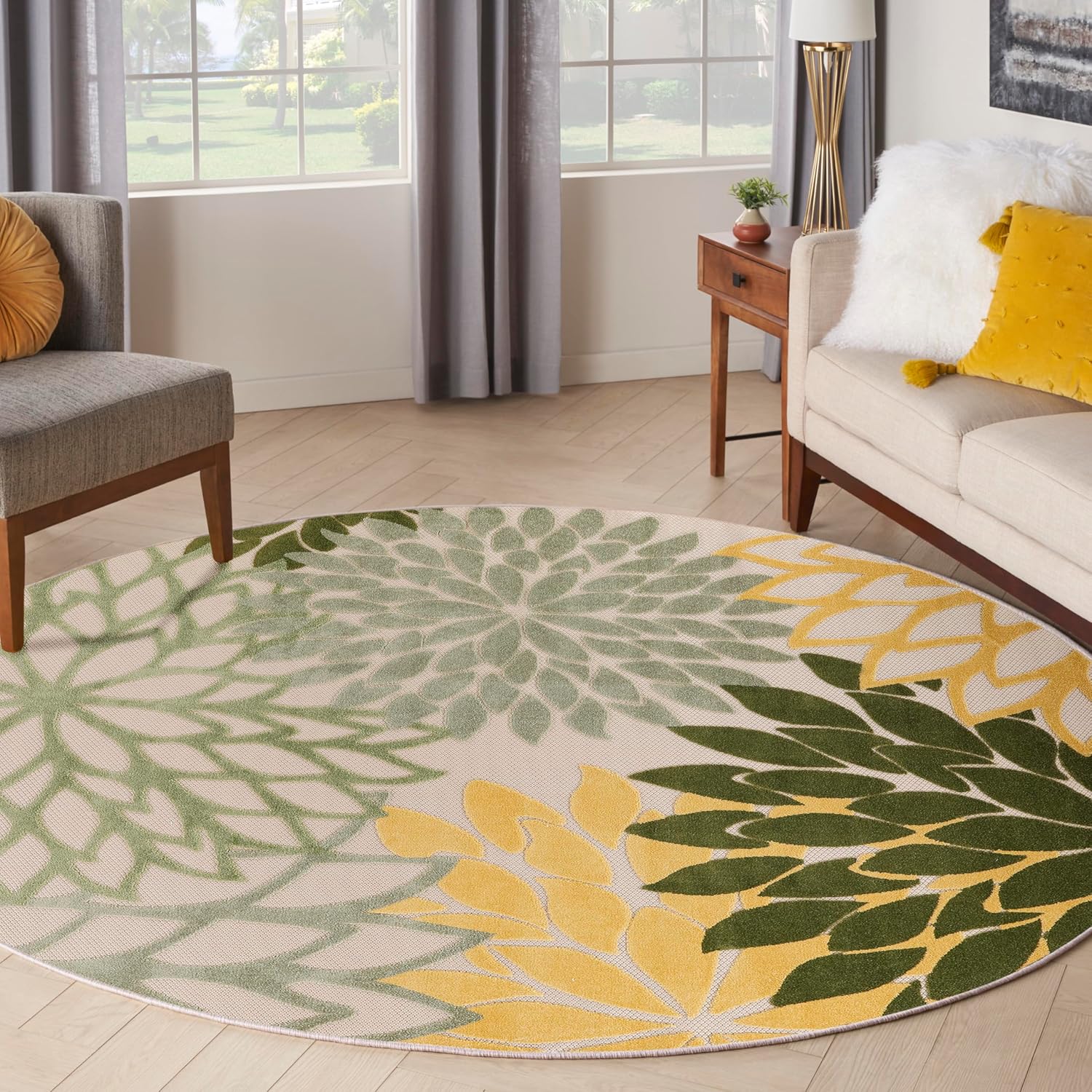 Nourison Home Aloha Indoor/Outdoor Black White 2'8" x 4' Area Rug, Tropical, Botanical, Easy Cleaning, Non Shedding, Bed Room, Living Room