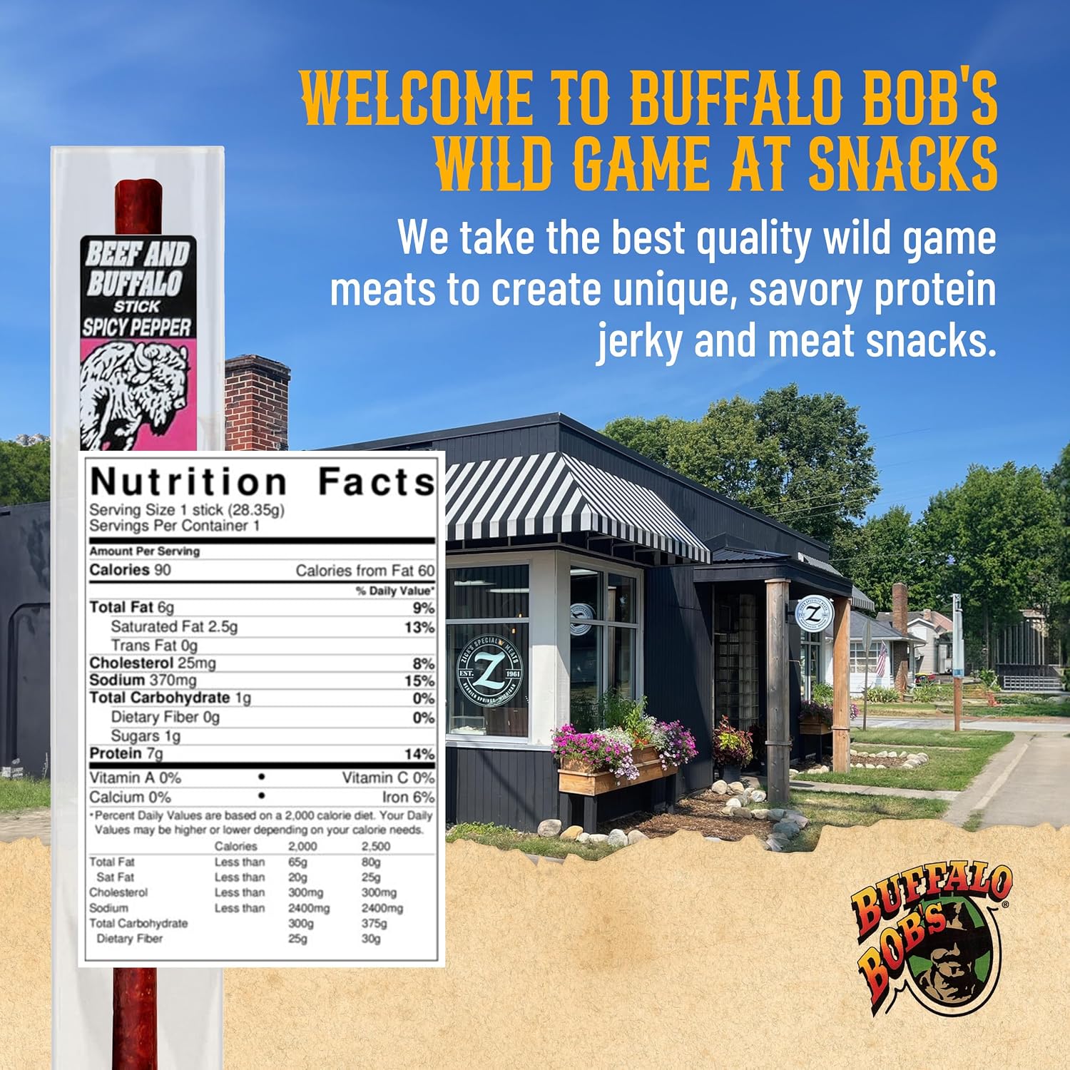 Buffalo Bob's Wild Game Meat Snacks (1oz Stick, 10 Pack) Exotic Variety Assortment Sampler, Gift for Men/Dad, Stocking Stuffer, Adventure Enthusiast