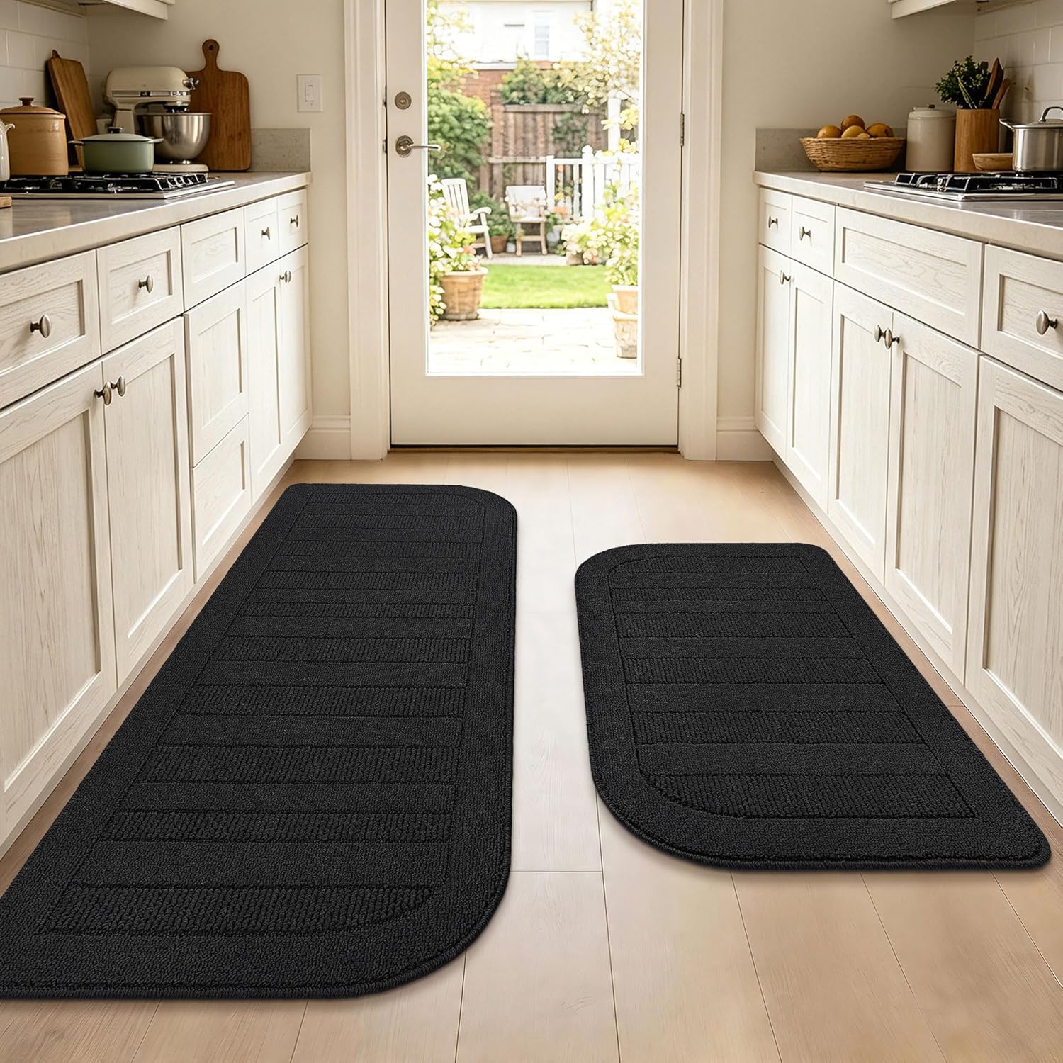 BEQHAUSE 30x18 Inch Kitchen Rugs Non Slip Washable Kitchen Sink Rug, Green