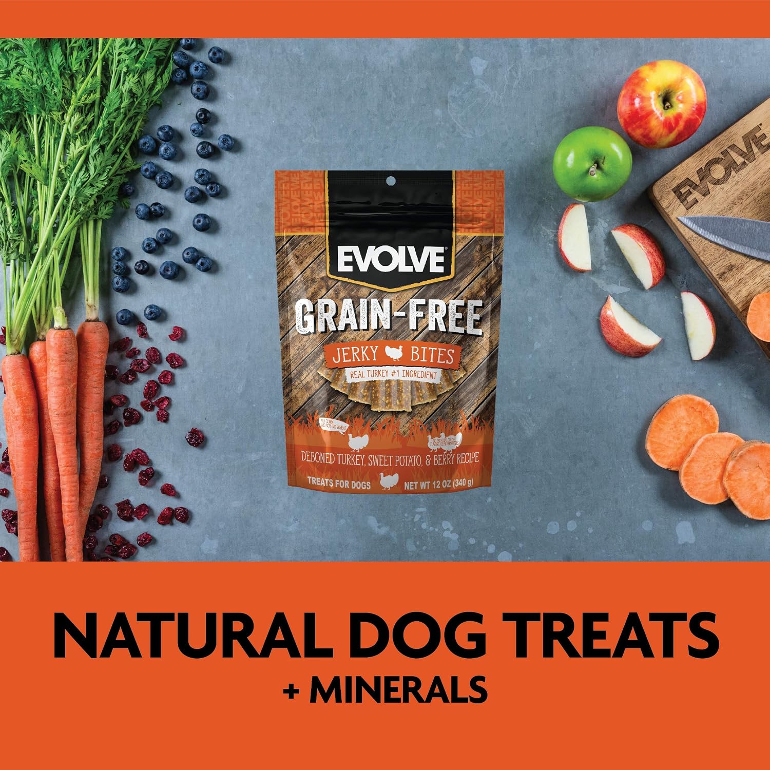 Evolve Grain Free Salmon and Sweet Potato Jerky Bites Dog Treats