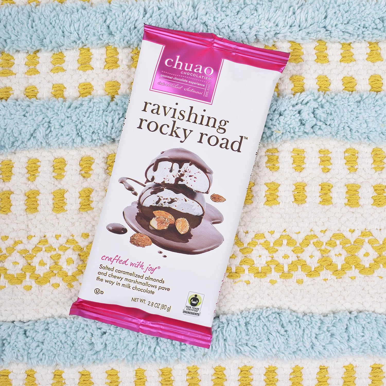 Chuao Chocolatier Ravishing Rocky Road Milk Chocolate Bars | Gourmet Almond Vegan Marshmallows Artisan No Preservatives | 10 Pack (2.8 oz each)