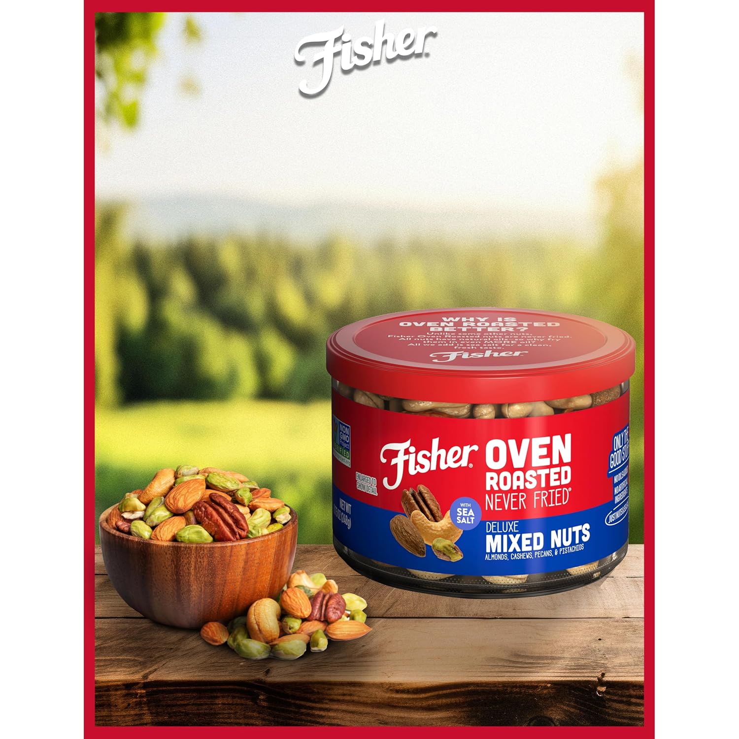 Fisher Oven Roasted Never Fried Deluxe Mixed Nuts, 24 Ounces