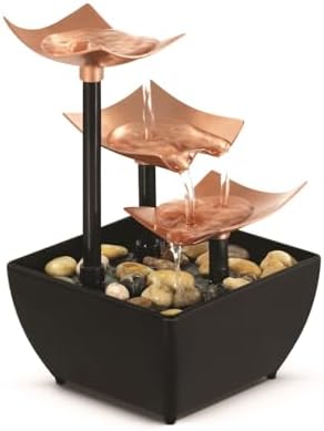 Homedics Tabletop Water Fountain, Home Décor Soothing Sound Machine | Automatic Pump, Deep Basin & Natural River Rocks. Indoor Zen Relaxation for Office, Living Room, or Bedroom, 8.25” Tall
