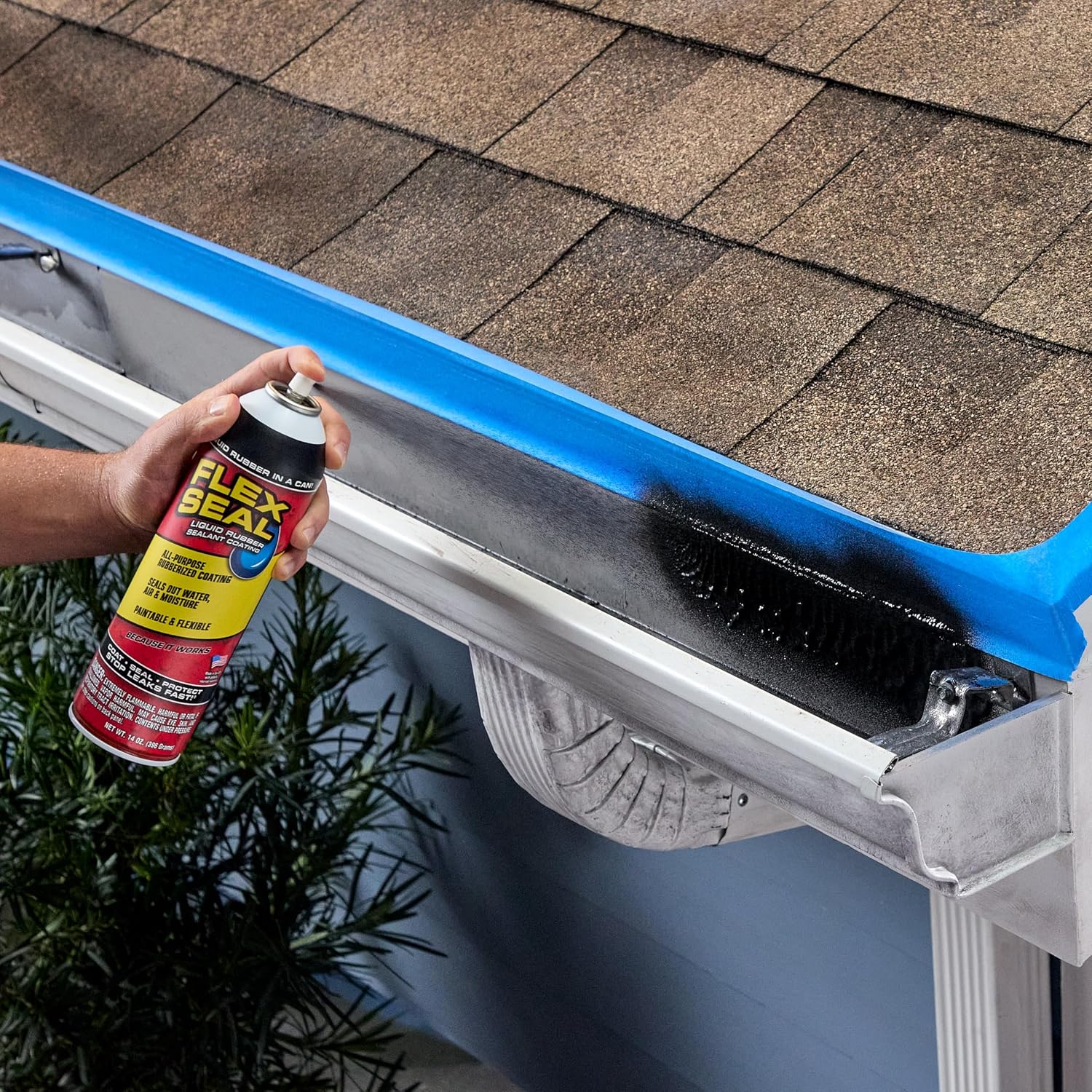Flex Seal, 14 oz, 2-Pack, Black, Stop Leaks Instantly, Waterproof Rubber Spray On Sealant Coating, Perfect for Gutters, Wood, RV, Campers, Roof Repair, Skylights, Windows, and More