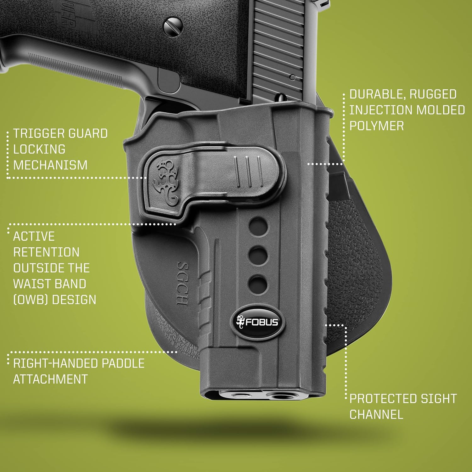 Fobus SGCH Concealed Carry OWB Holster for Sig Sauer P220 and P226, Active Retention, Right Handed