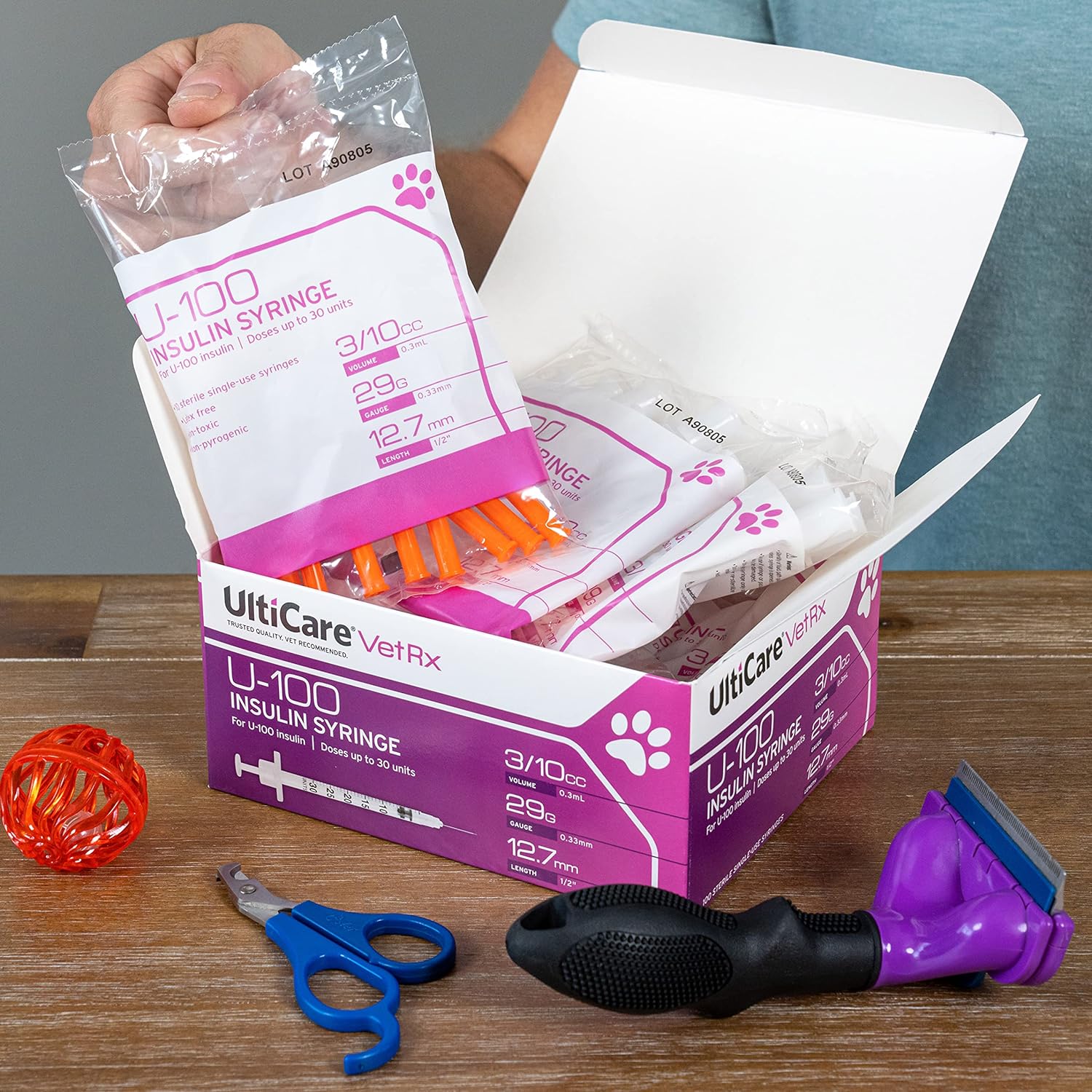UltiCare VetRx U-100 Pet Insulin Syringes, Comfortable and Accurate Dosing of Insulin for Pets, Compatible with Any U-100 Strength Insulin