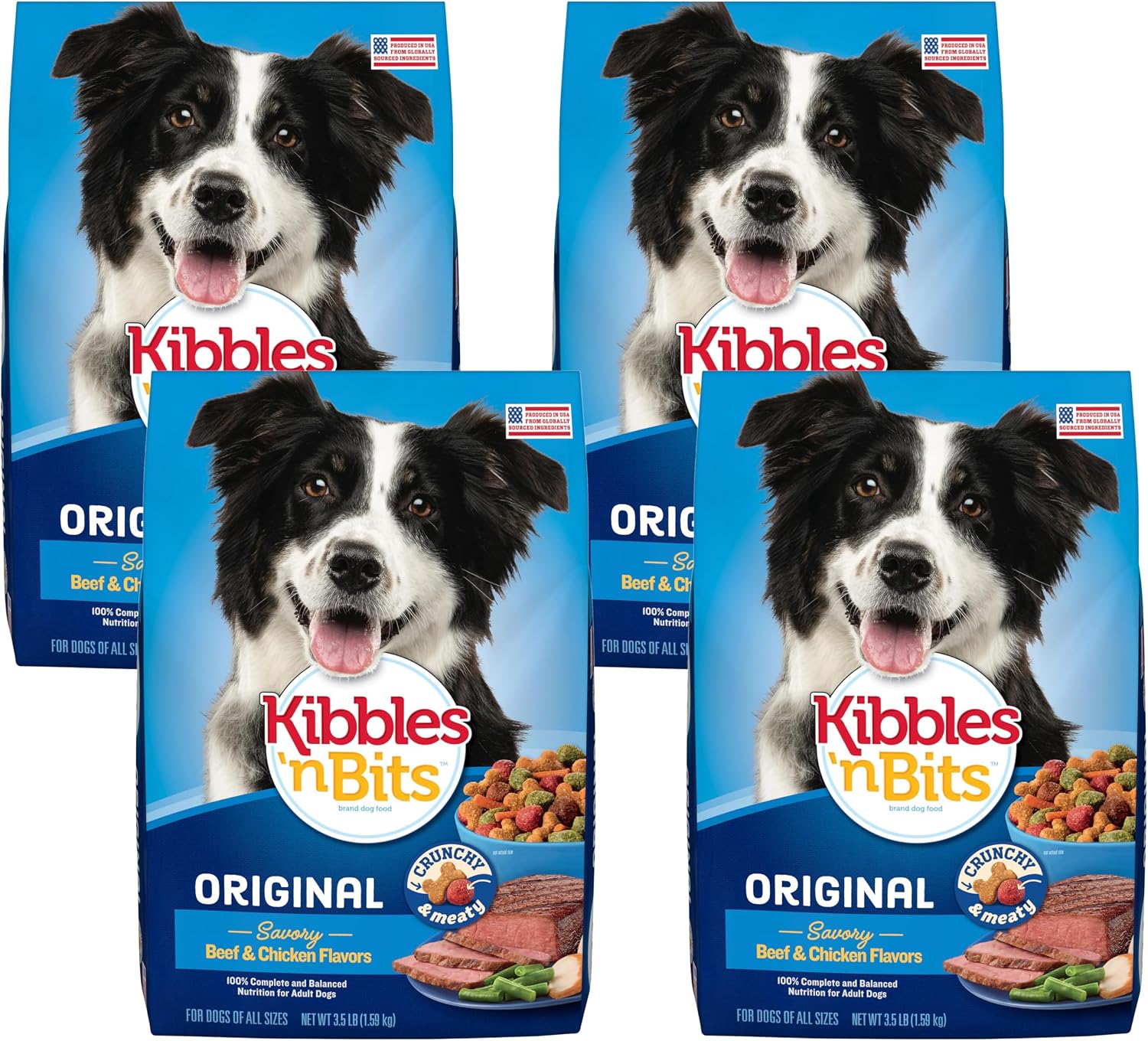 Kibbles 'n Bits Original Dry Dog Food, Beef & Chicken Flavors, 3.5 lb. Bag | Complete & Balanced Nutrition Formulated For Adult Dogs With Essential Vitamins & Minerals, Crunchy Kibble Pieces