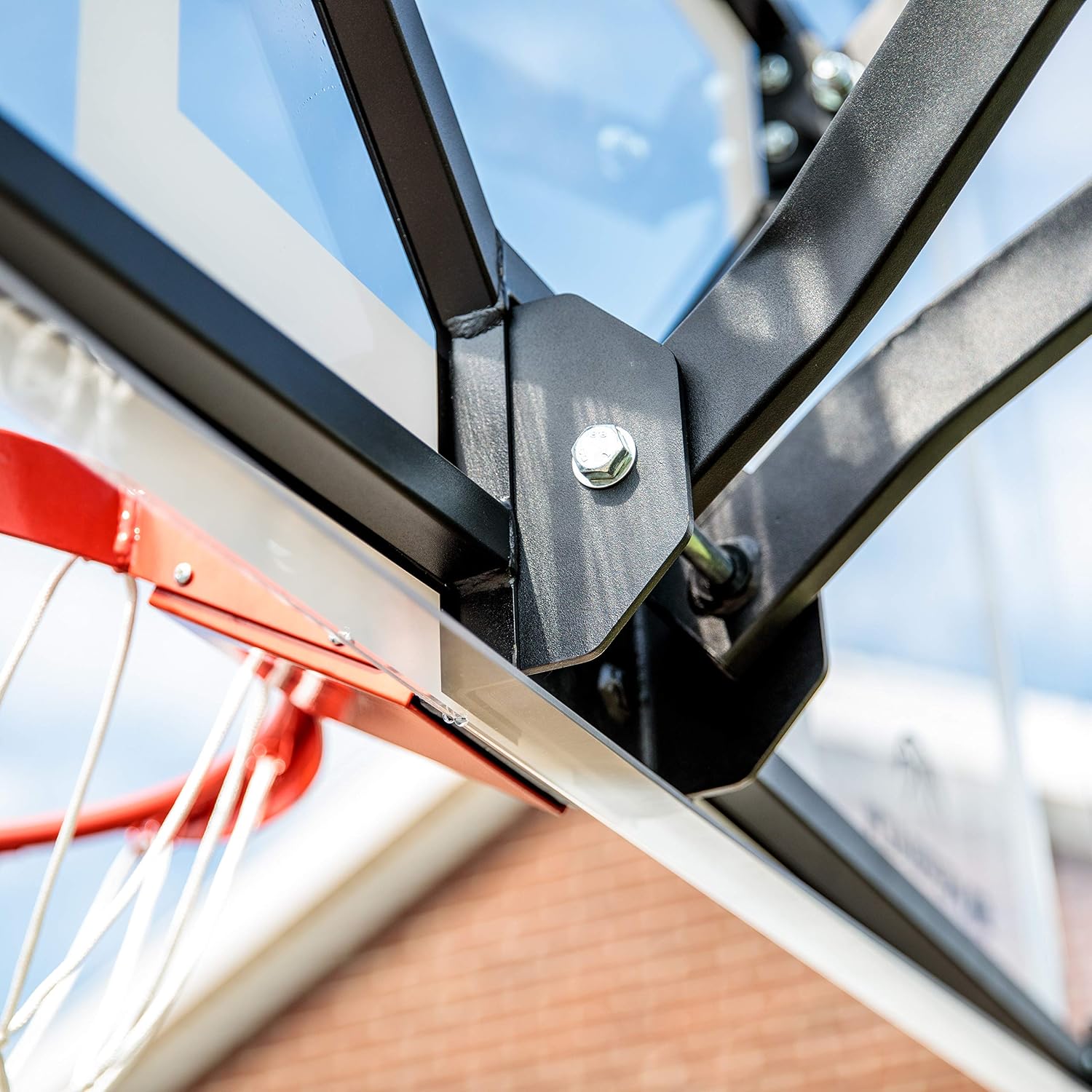 Silverback Height Adjustable In-Ground Basketball Hoop with Tempered Glass Backboard, Pro-Style Breakaway Rim, Pole and Backboard Pad