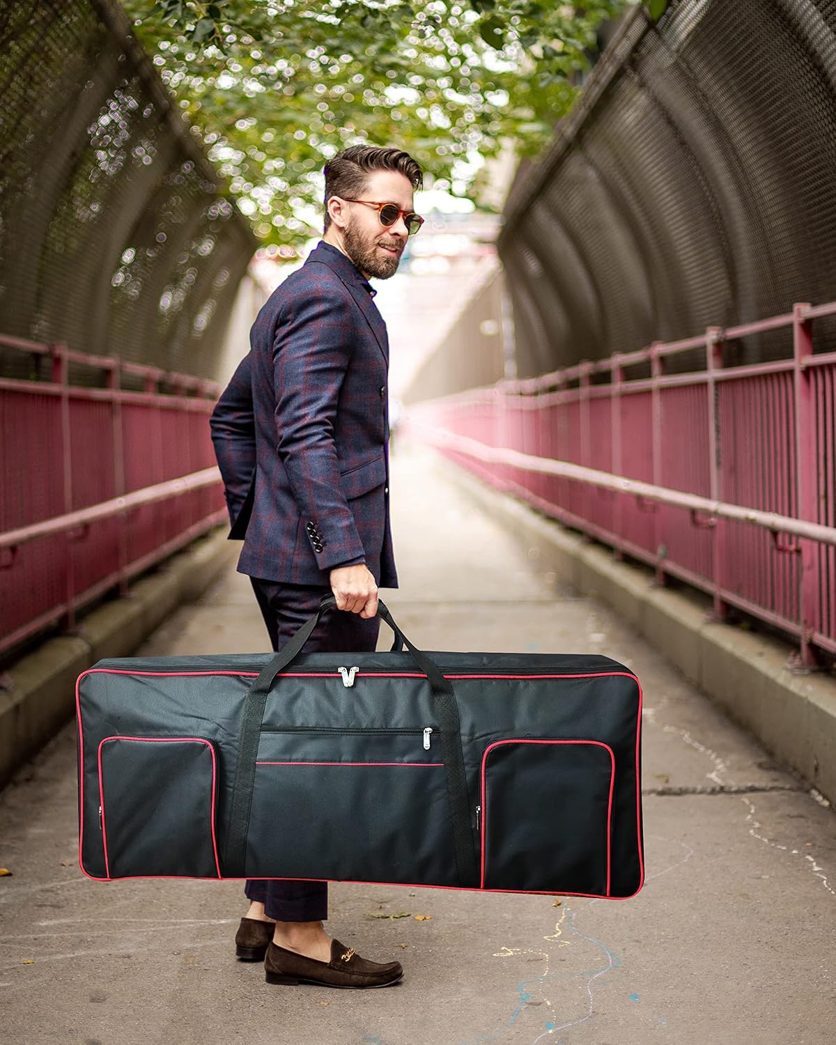 Ruibo 61 Key Keyboard Gig Bag Case,Portable Durable Keyboard Piano Waterproof 600D Oxford Cloth with 10mm Cotton Padded Case Gig Bag 40"x16"x6"