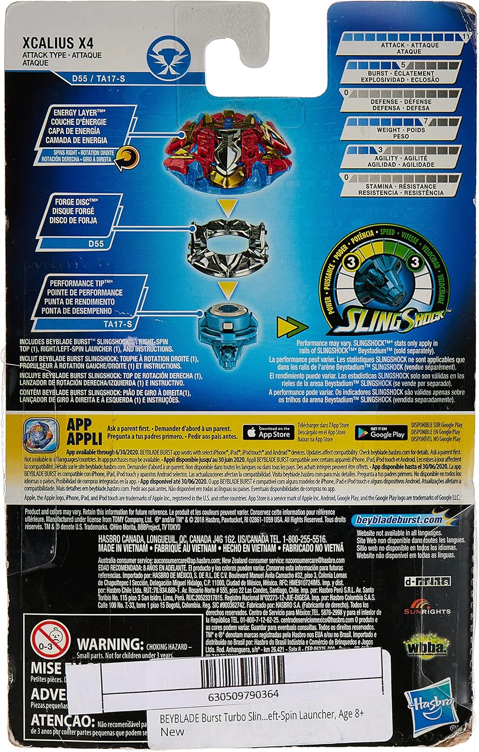 Beyblade Burst Turbo Slingshock Xcalius X4 Starter Pack - Battling Top and Right/Left-Spin Launcher, Age 8+