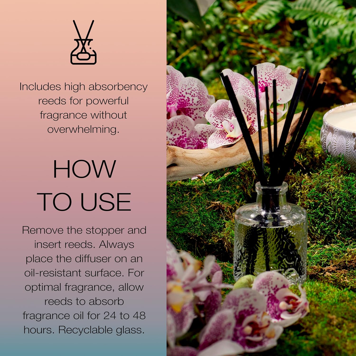 Voluspa Santal Vanille Scented Reed Diffuser, 3.4 oz, Luxury Santal Diffuser, Oil Reed Diffusers for Home, Handcrafted in the USA