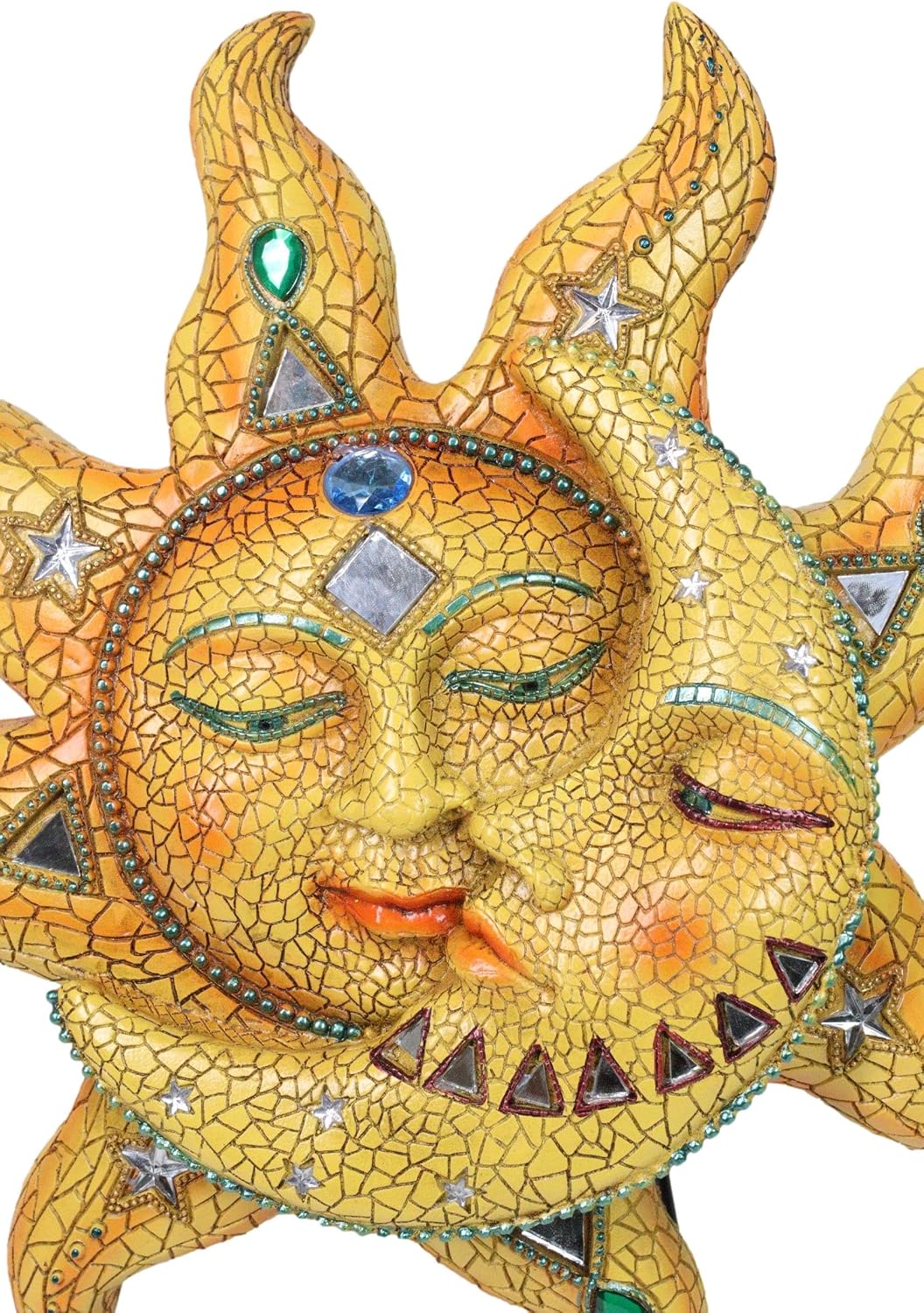 Ebros Colorful Celestial Heavens Mosaic Sun and Moon Wall Decor Plaque 12"Tall Day Surrendering Unto Night Belenos God And Goddess Selene Hanging